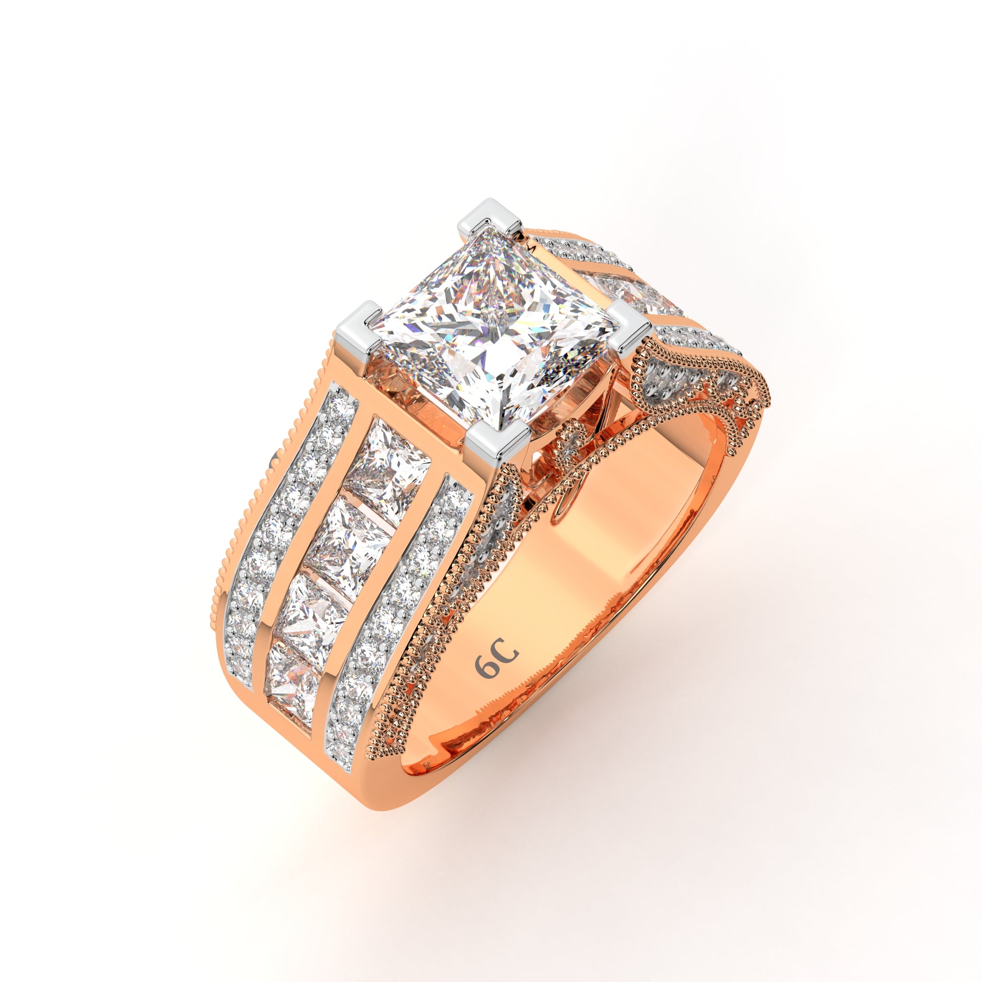 Dazzling Princess Cut Paved Ring