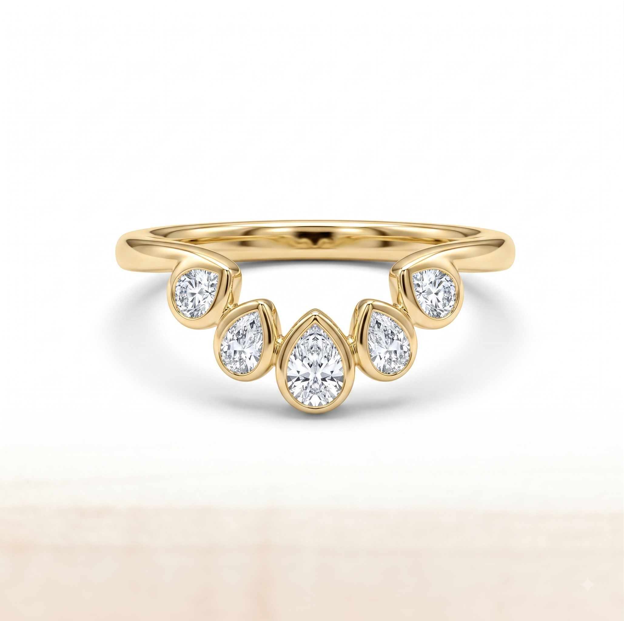 The6C Pear Cut Lab Grown Diamond Curved Ring