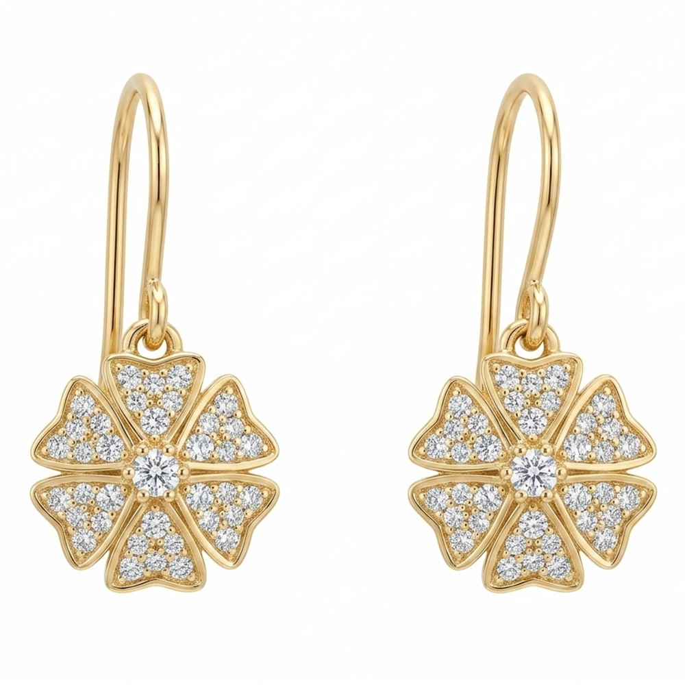 The6C Vintage Bloom Pavé Drop Earrings