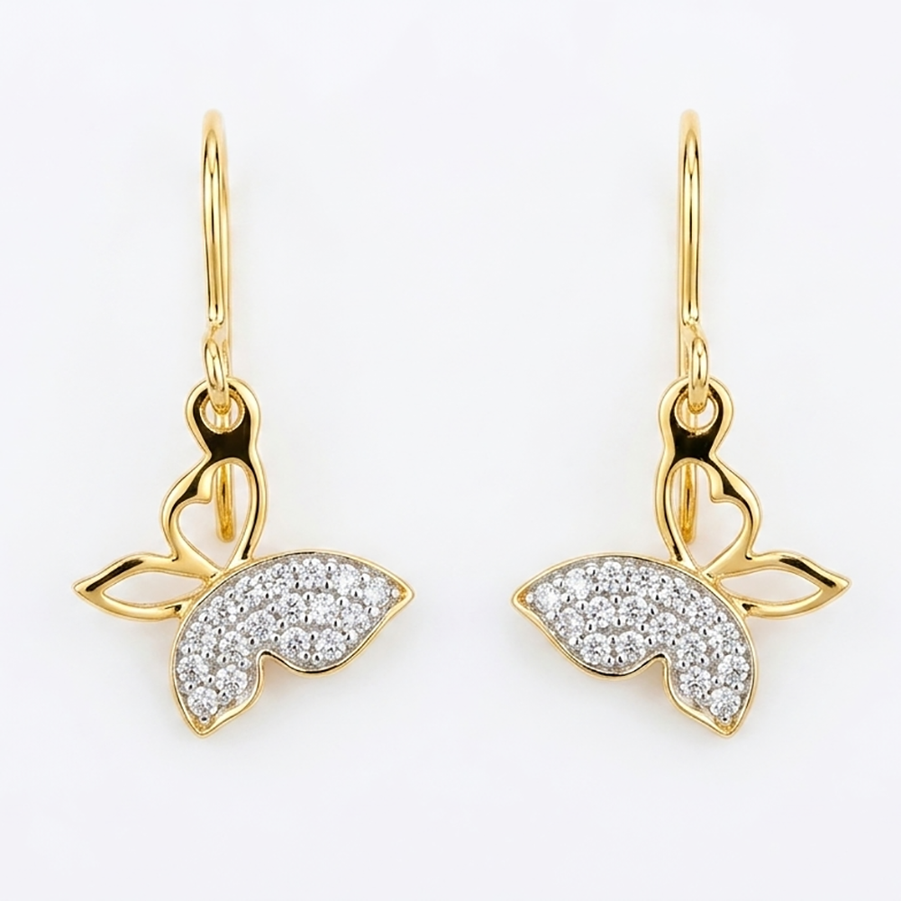 The6C Flutter Heart Pavé Butterfly Earrings