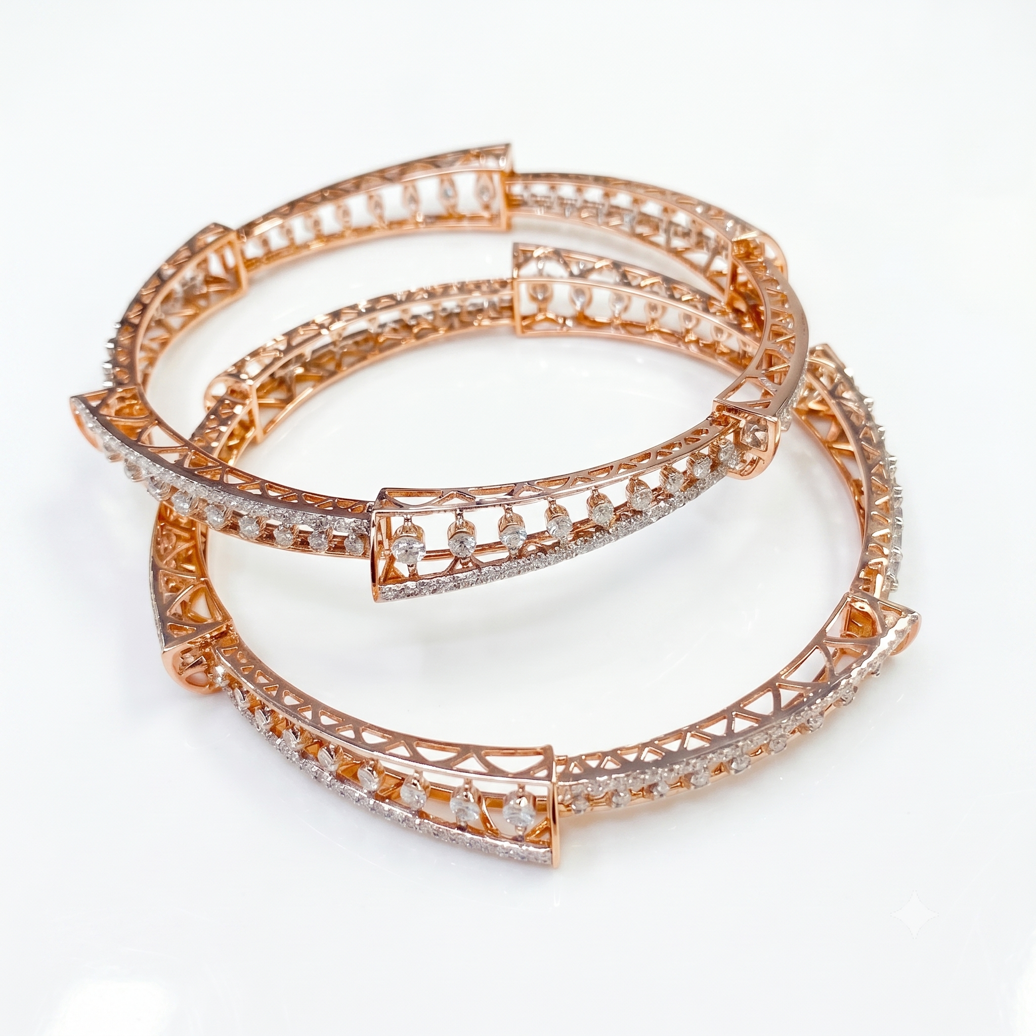 The6C Helix Overlap Diamond Bangles