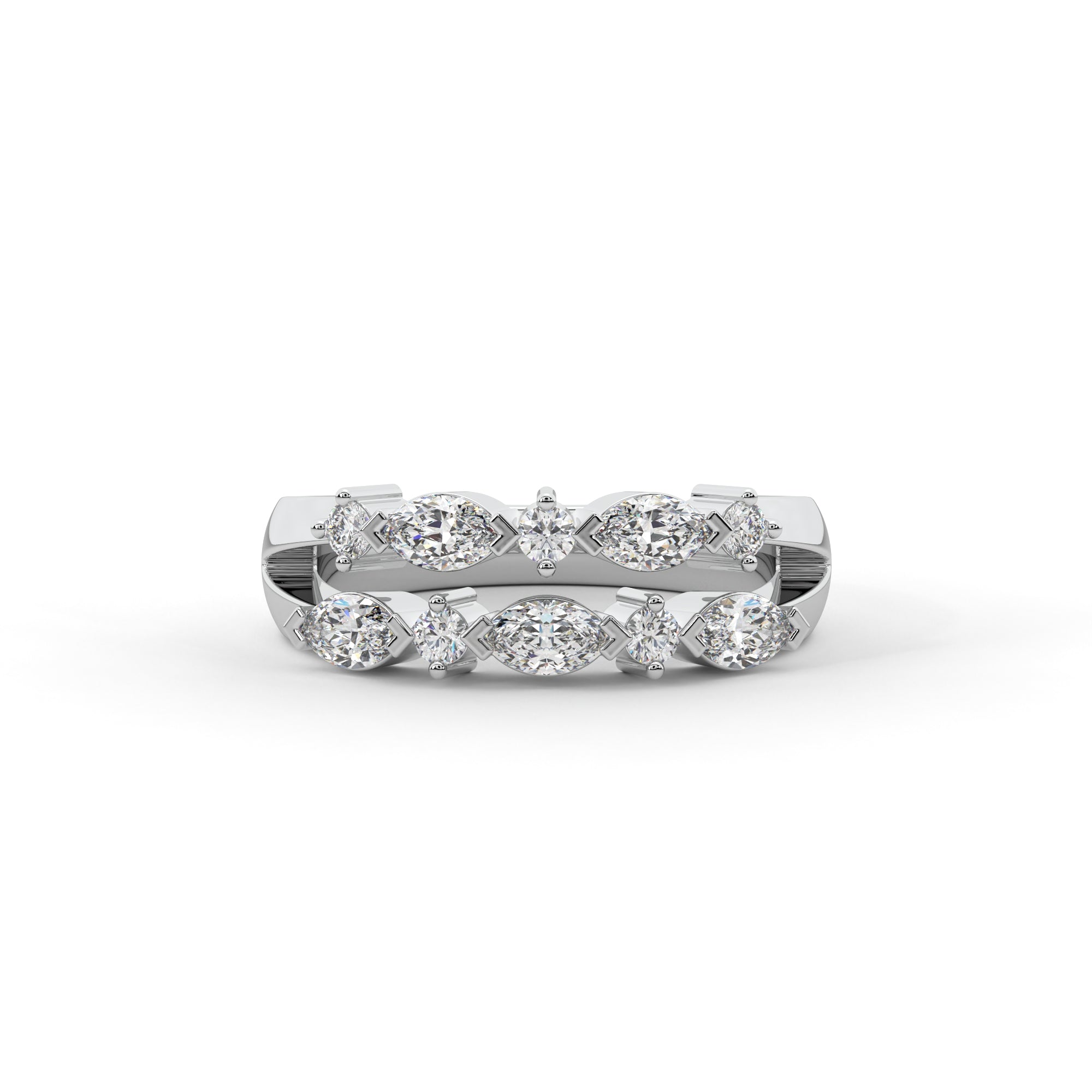 Marquise and Round Half Eternity Ring (White Gold)