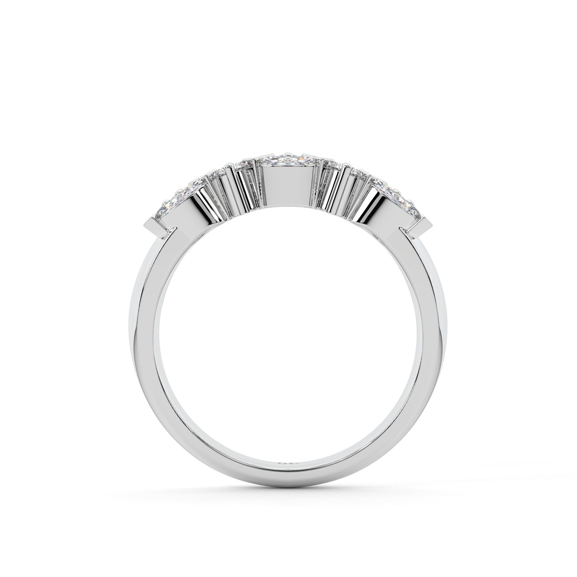 Marquise and Round Half Eternity Ring (White Gold)