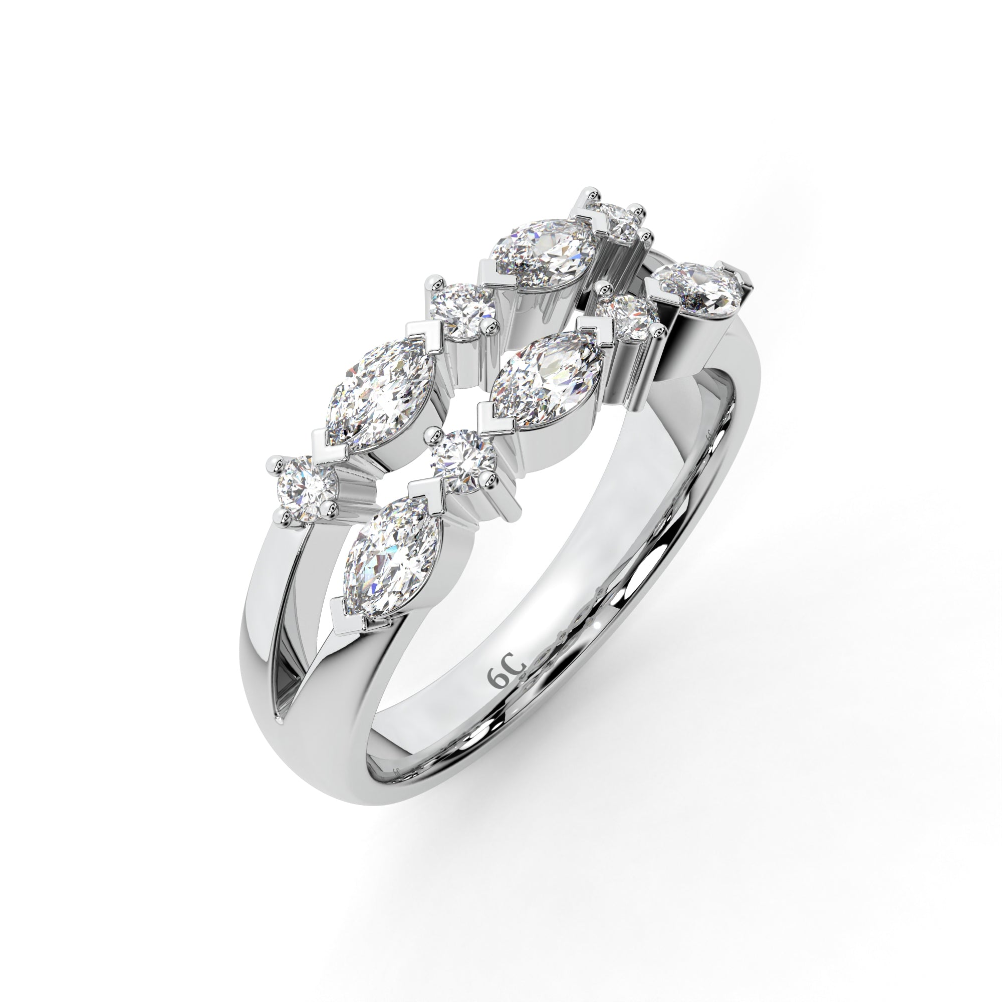 Marquise and Round Half Eternity Ring (White Gold)