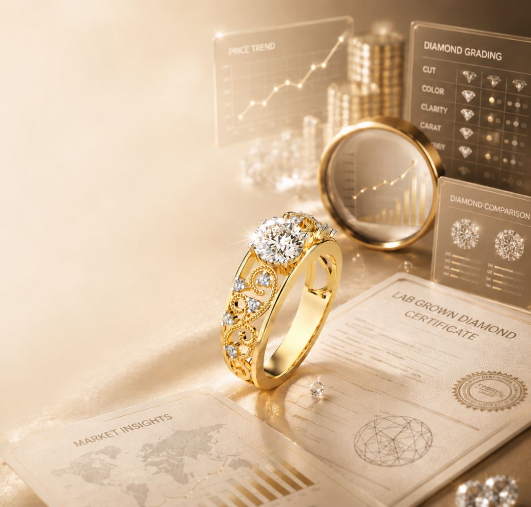 1 Carat Lab Grown Diamond Ring Price in India 2026