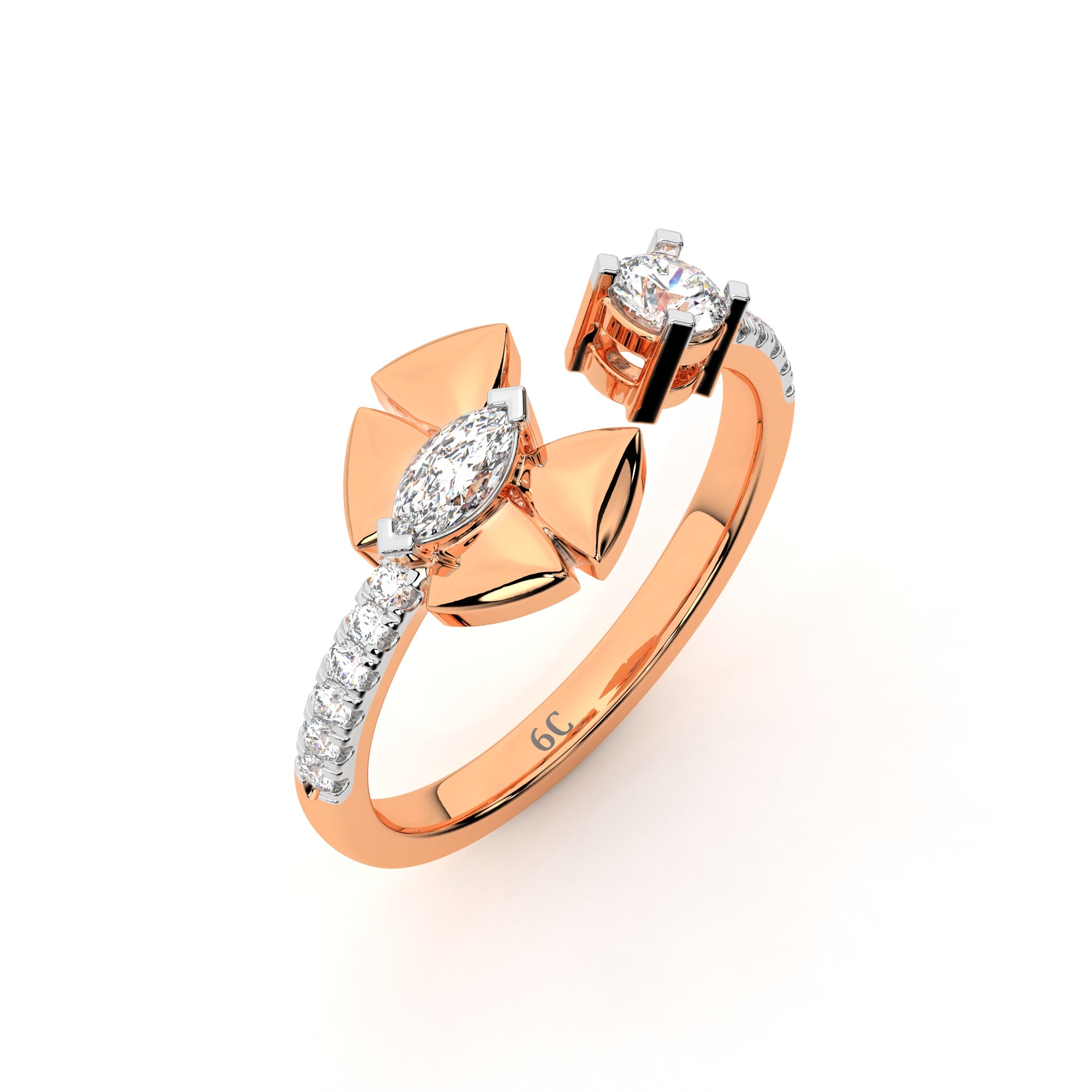 Blooming Love Diamond Butterfly Ring (Rose Gold)