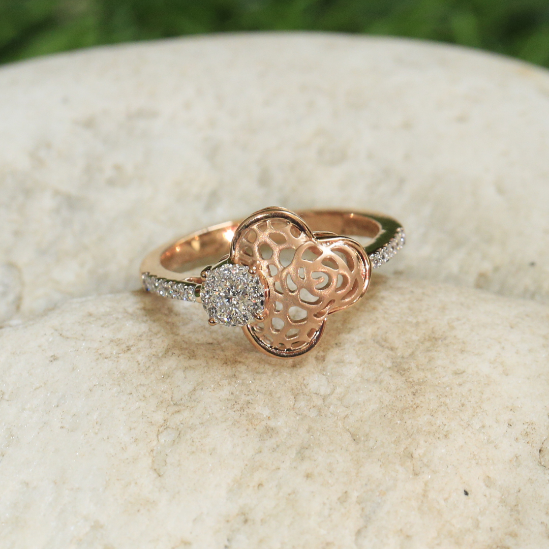 Blooming Flower Diamond Ring (Rose Gold)
