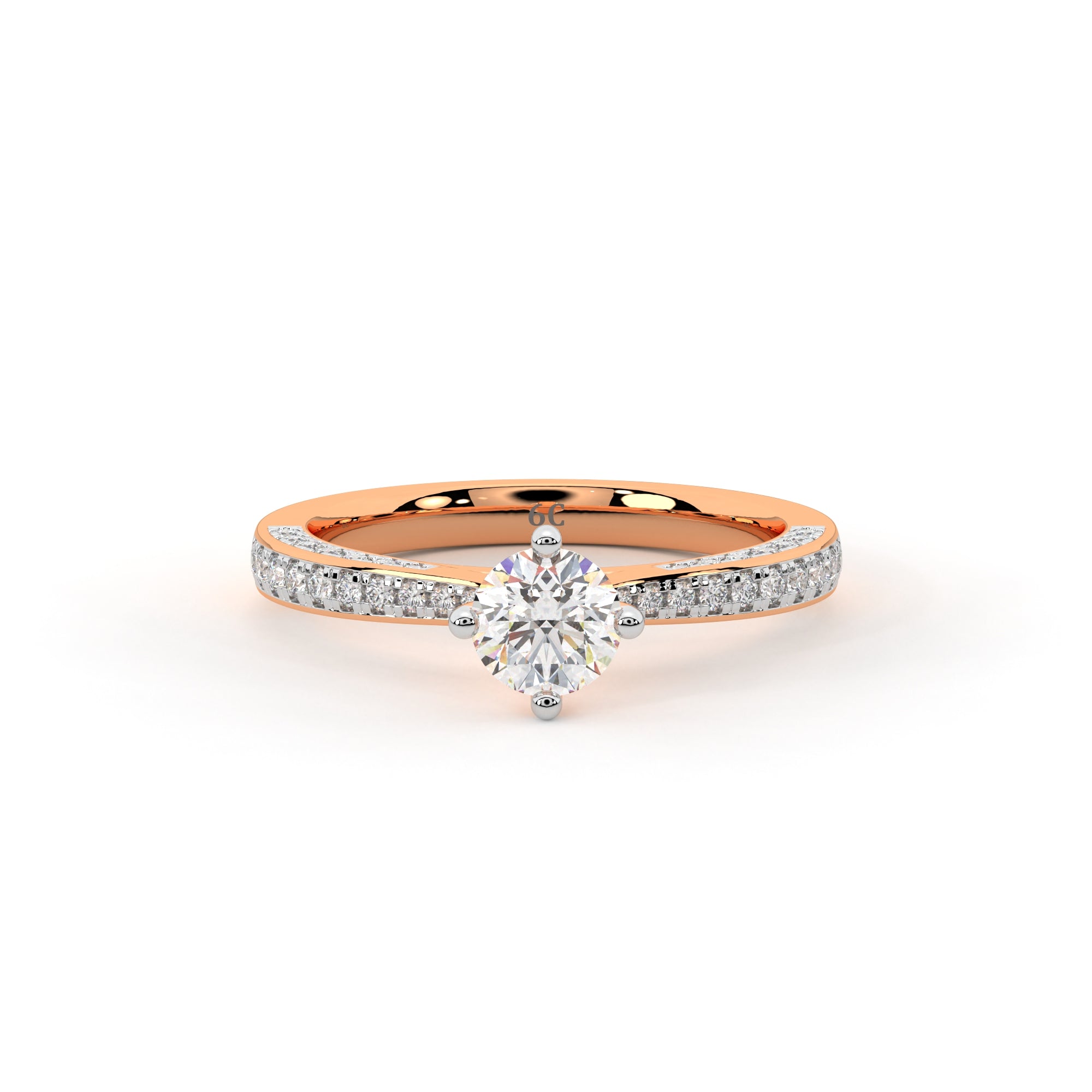 Dazzling Surroundings Solitaire Ring (Rose Gold)