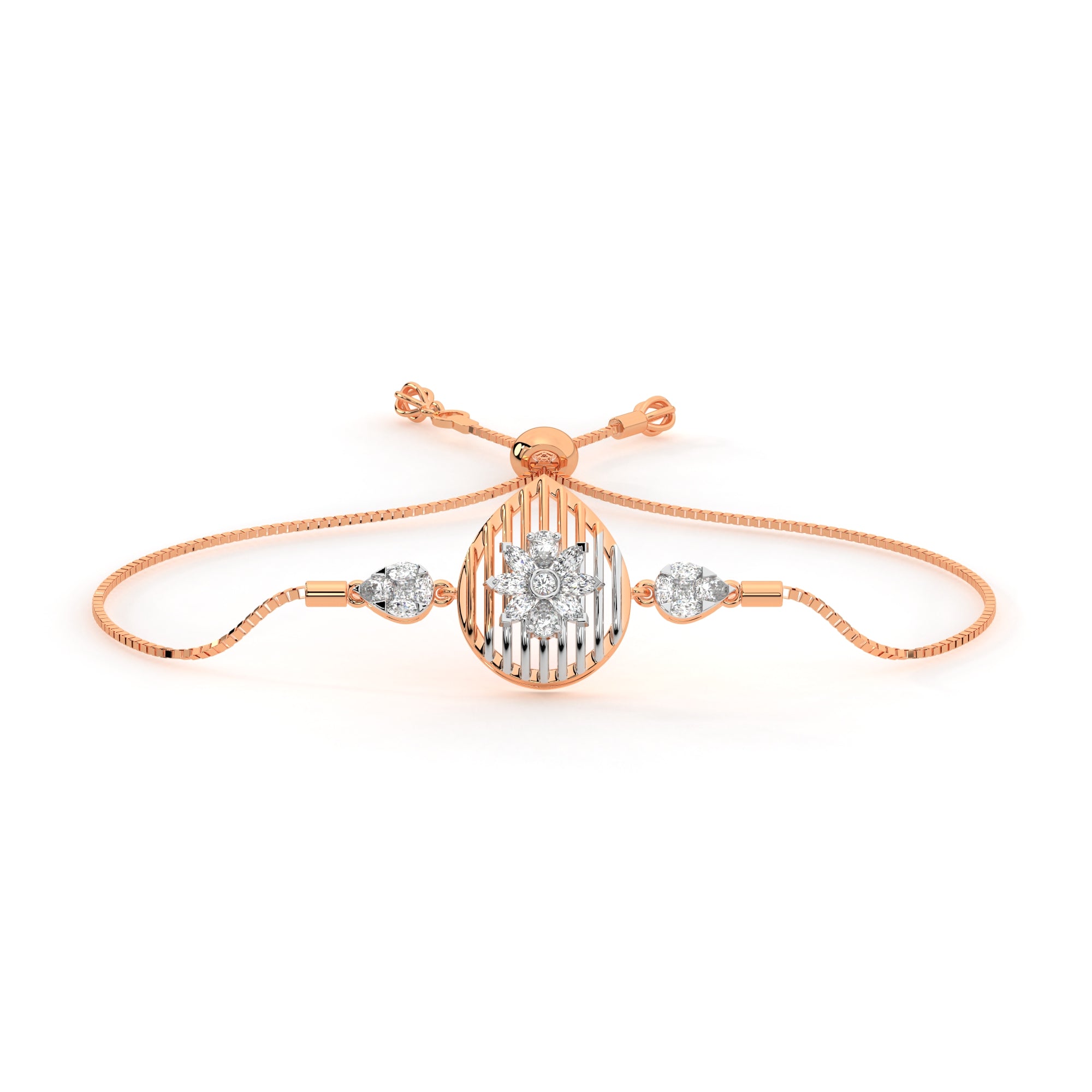 5 Petal Teardrop Diamond Bracelet (Rose Gold)
