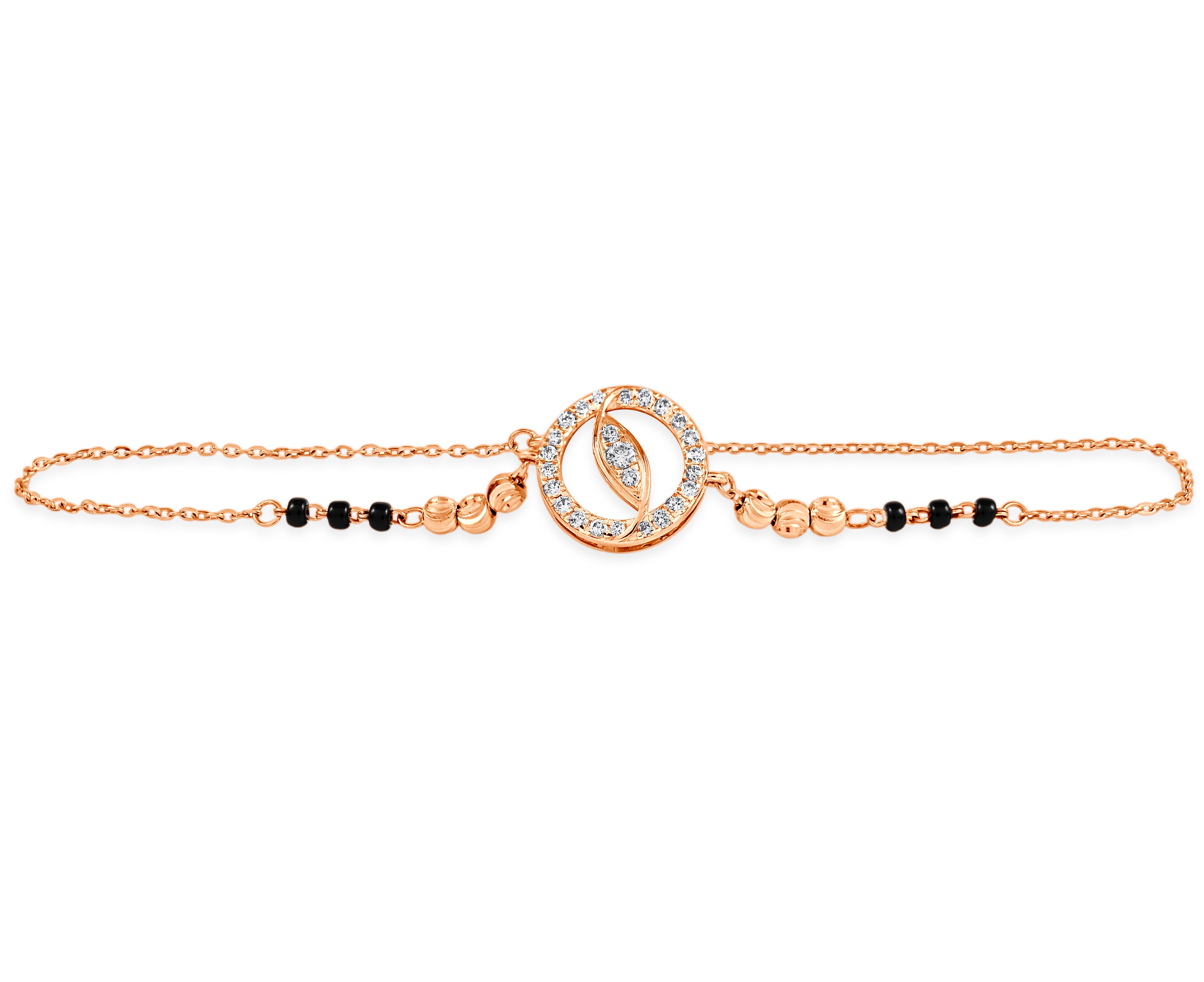 Rose gold bracelet with black beads