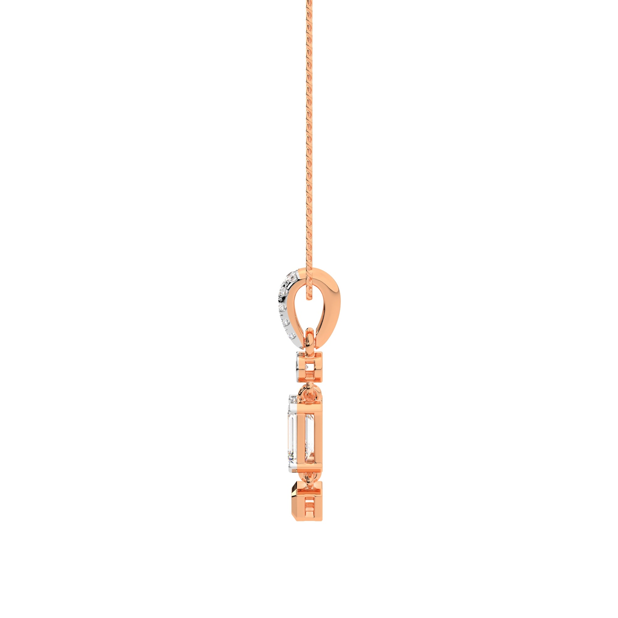 Luminous Emerald Dangling Pendant (Rose Gold)