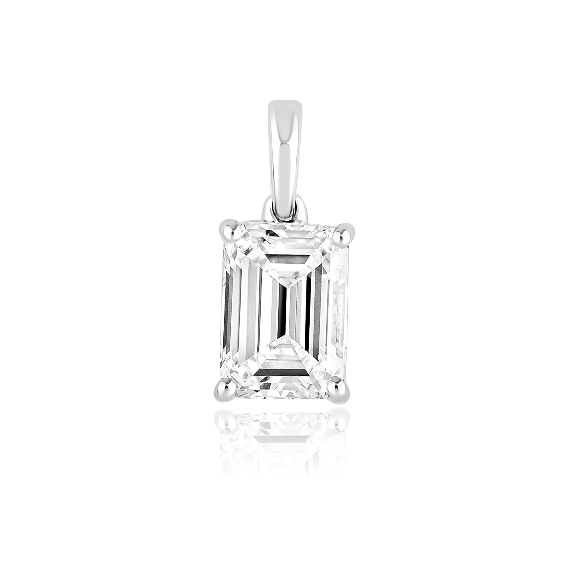 Emerald Shape Lab Grown Diamond Pendant (White Gold)