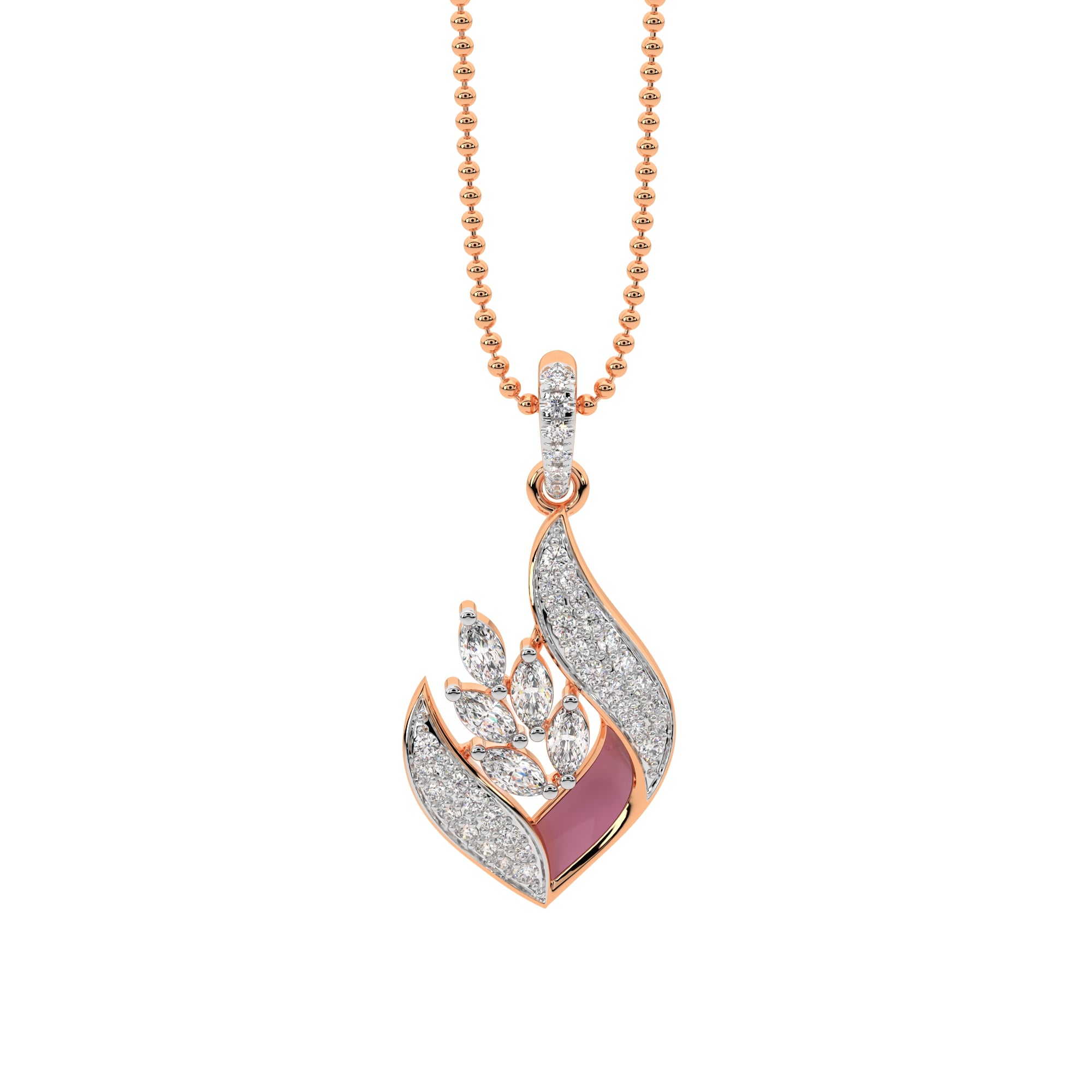 Marquise Leaf MOP Diamond Pendant