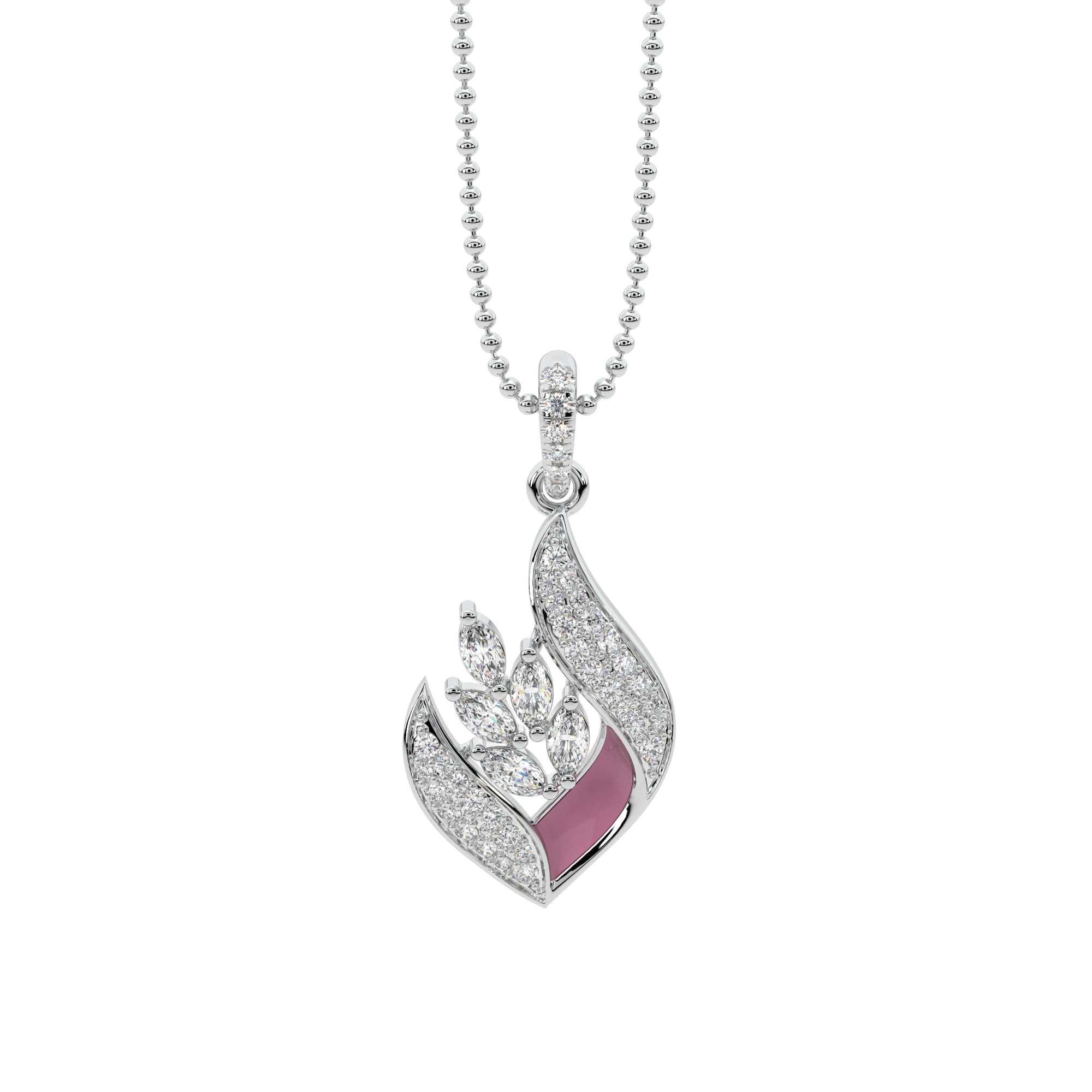 Marquise Leaf MOP Diamond Pendant