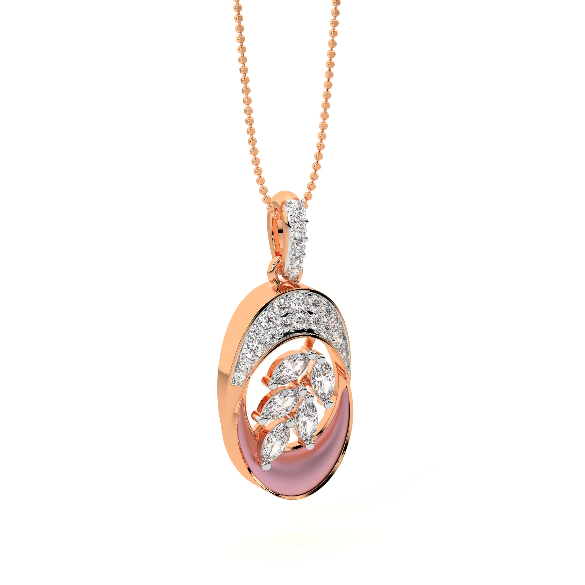 Twirling Leaf Diamond Pendant