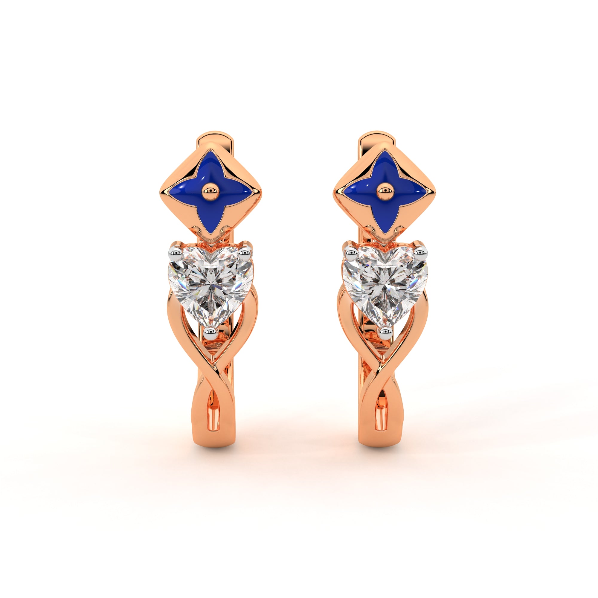 Starlit Heart Diamond Earrings (Rose Gold)