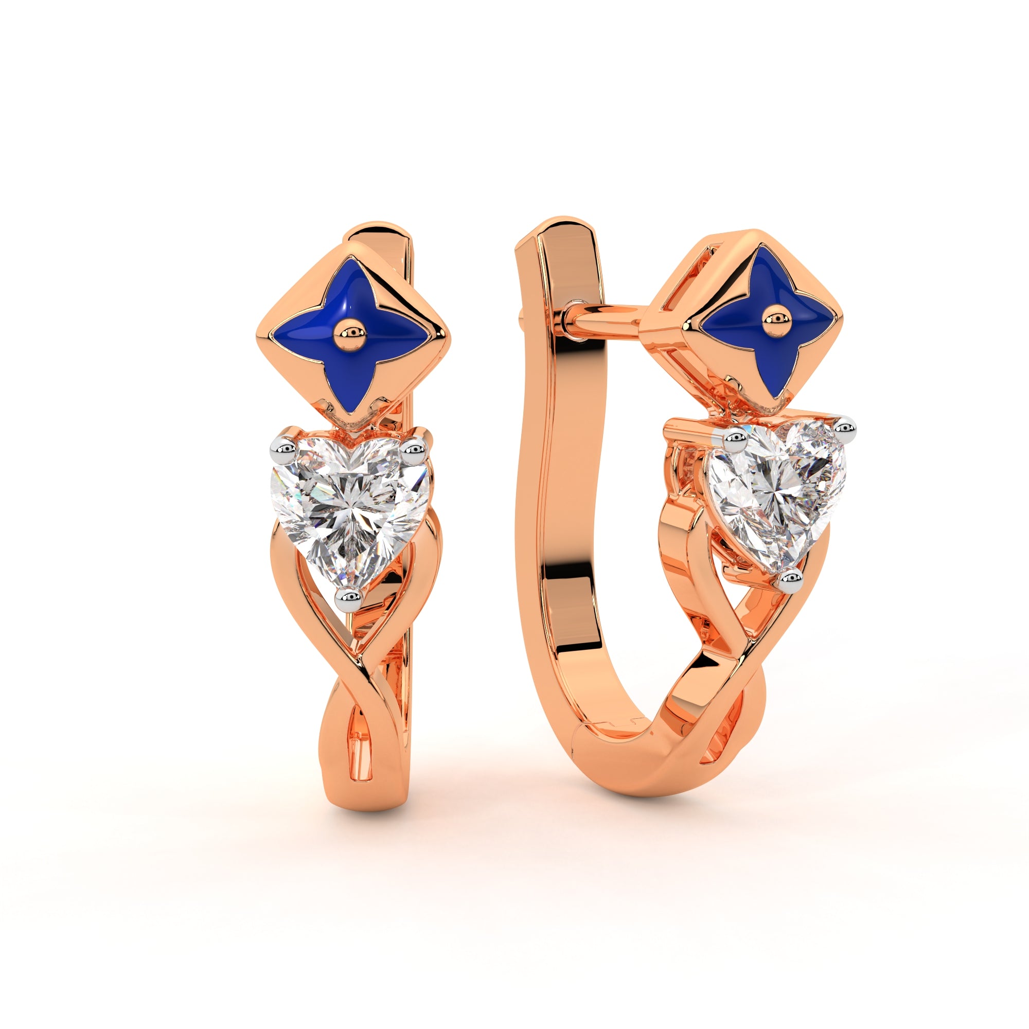 Starlit Heart Diamond Earrings (Rose Gold)