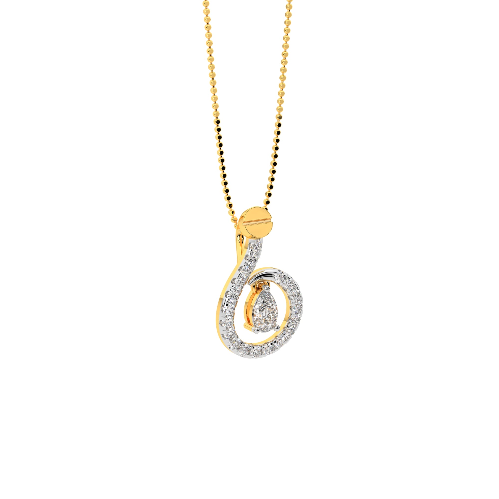 Whispering Embrace Pear Diamond Pendant