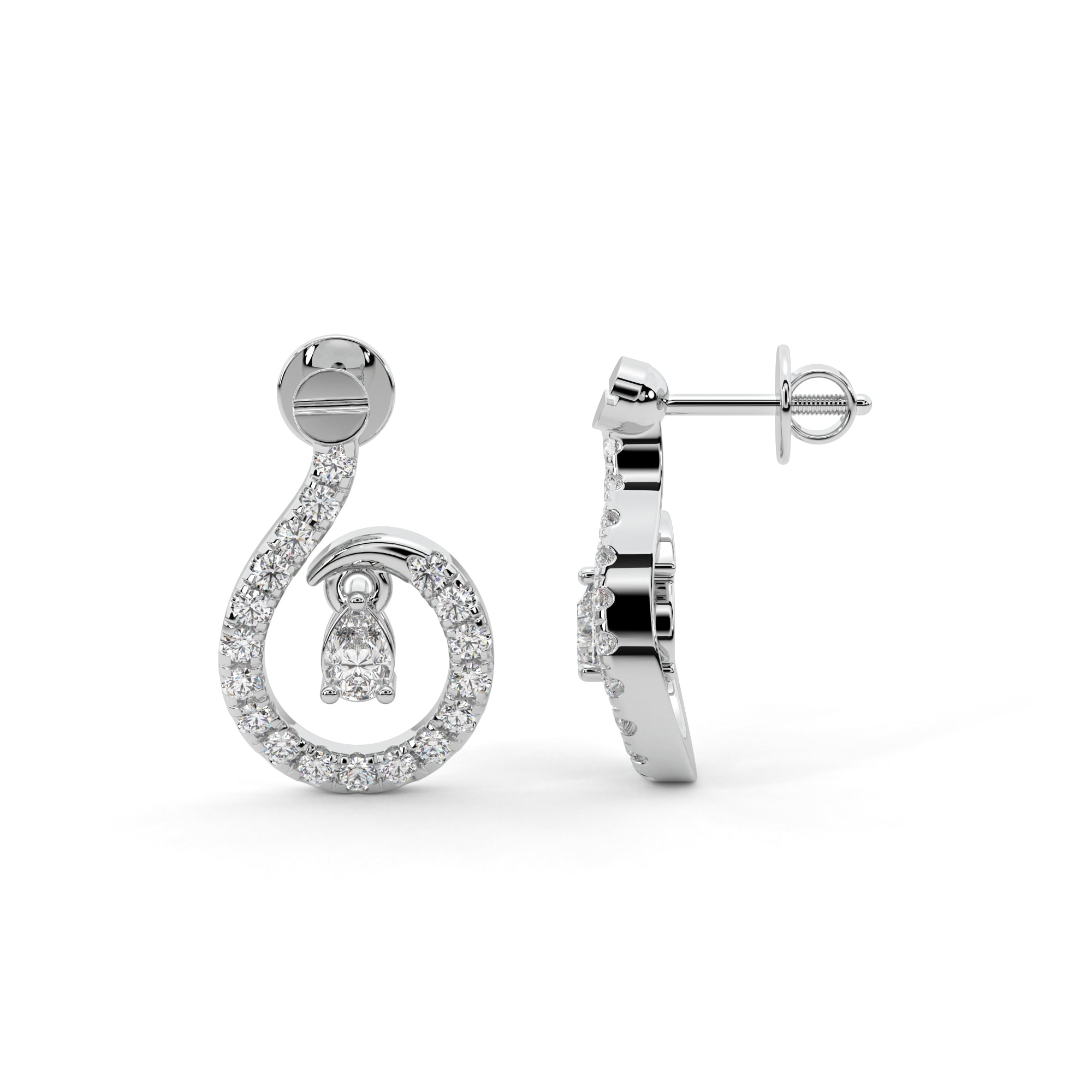 Whispering Embrace Pear Diamond Earrings