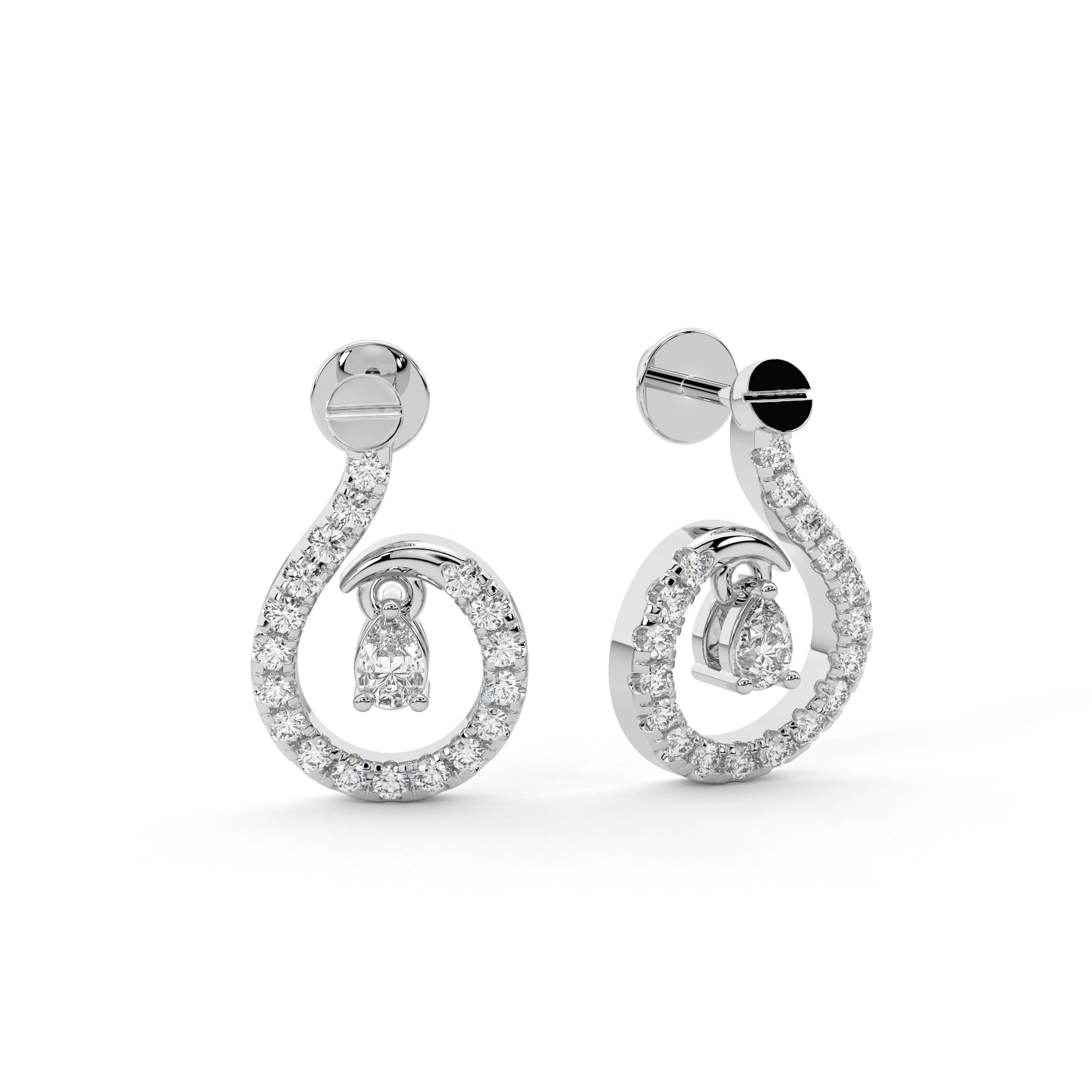 Whispering Embrace Pear Diamond Earrings