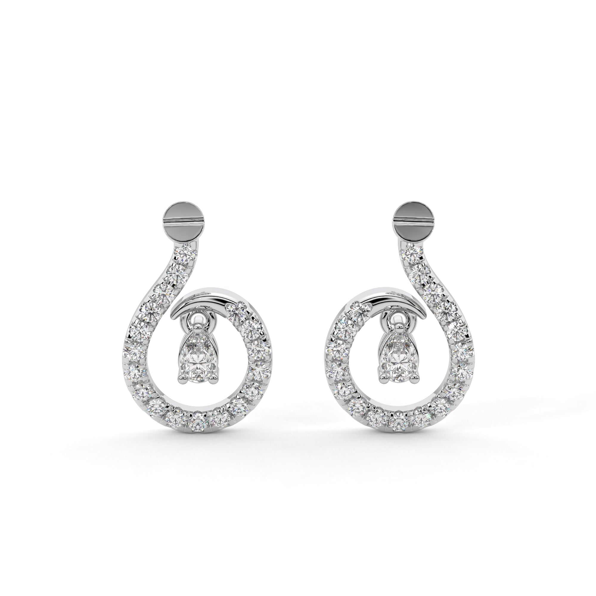 Whispering Embrace Pear Diamond Earrings