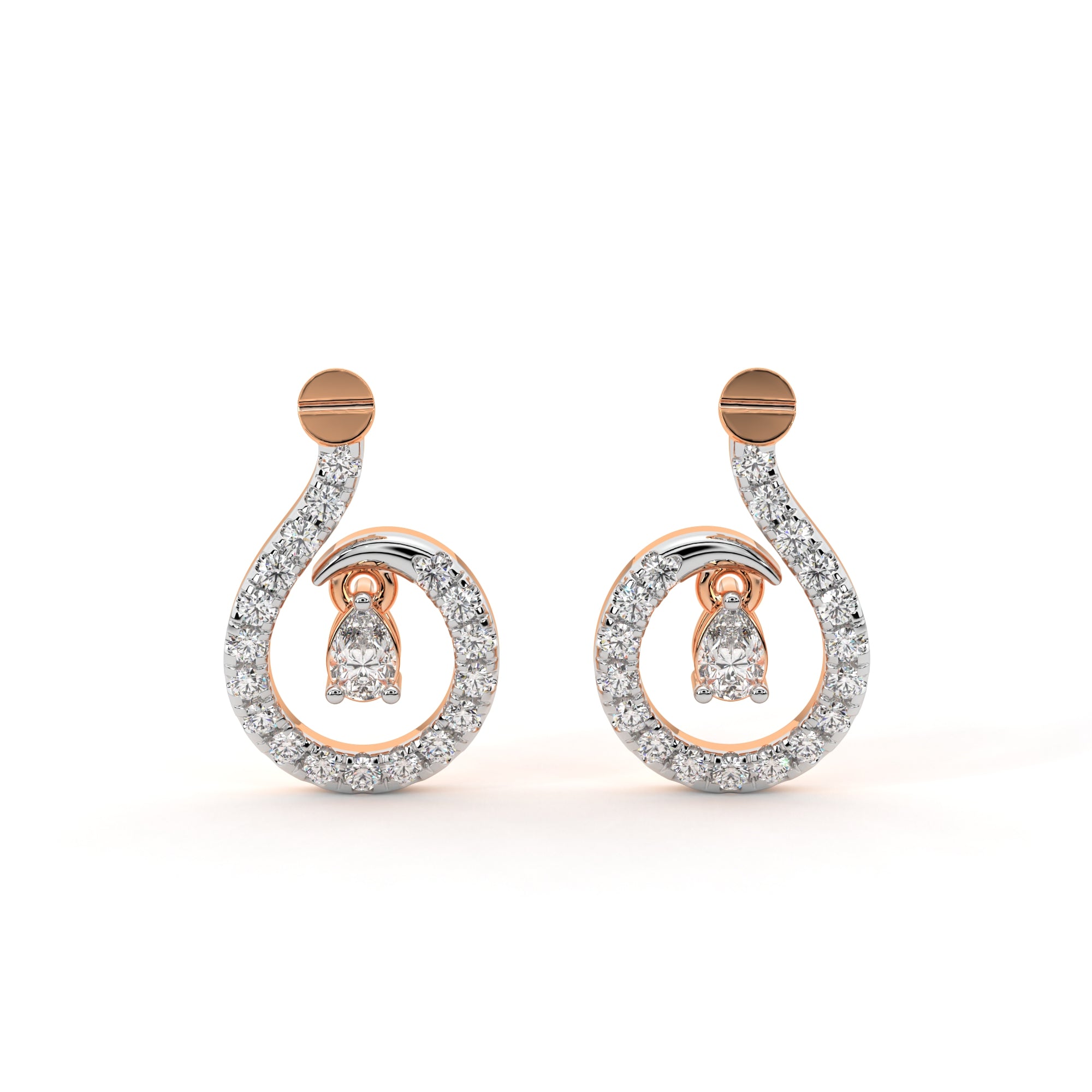 Whispering Embrace Pear Diamond Earrings