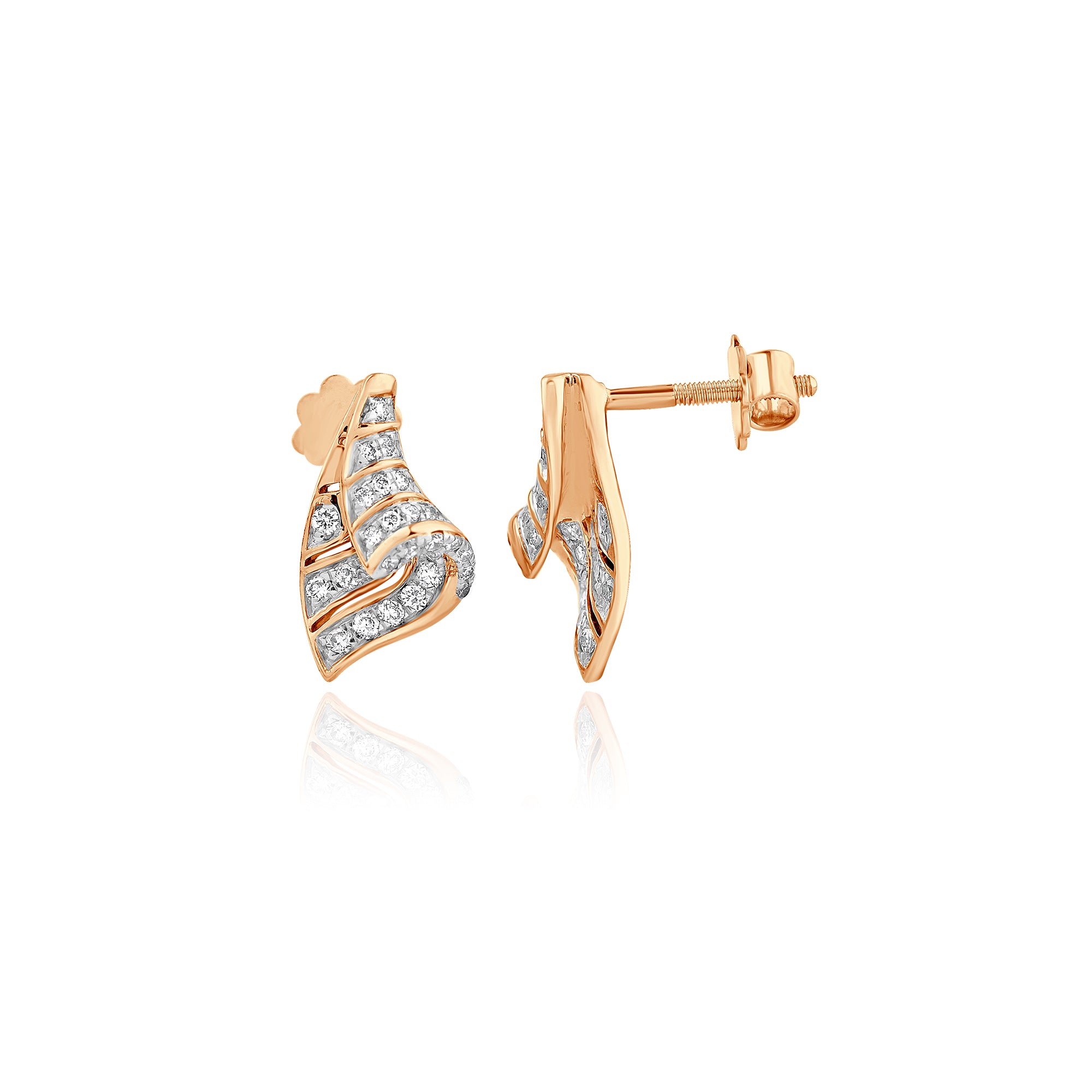 Ribbon Swirl Lab Grown Diamond Earrings (Rose Gold)