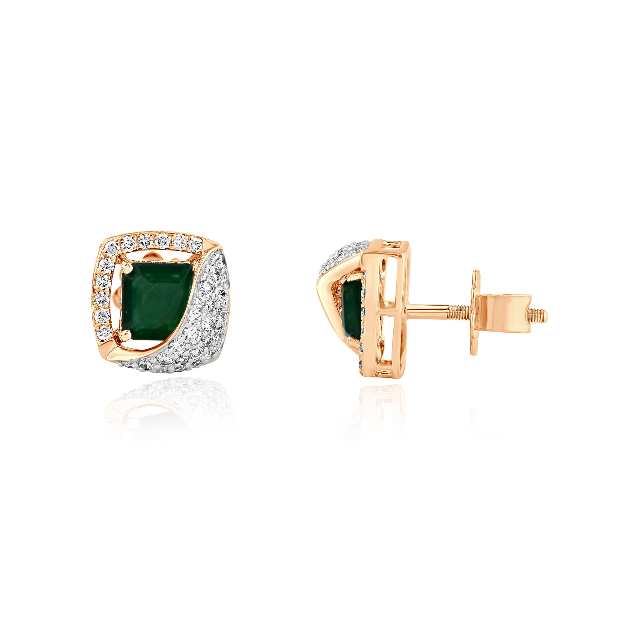 Cresent Cushion Emerald Lab Grown Diamond Tops (Rose Gold)