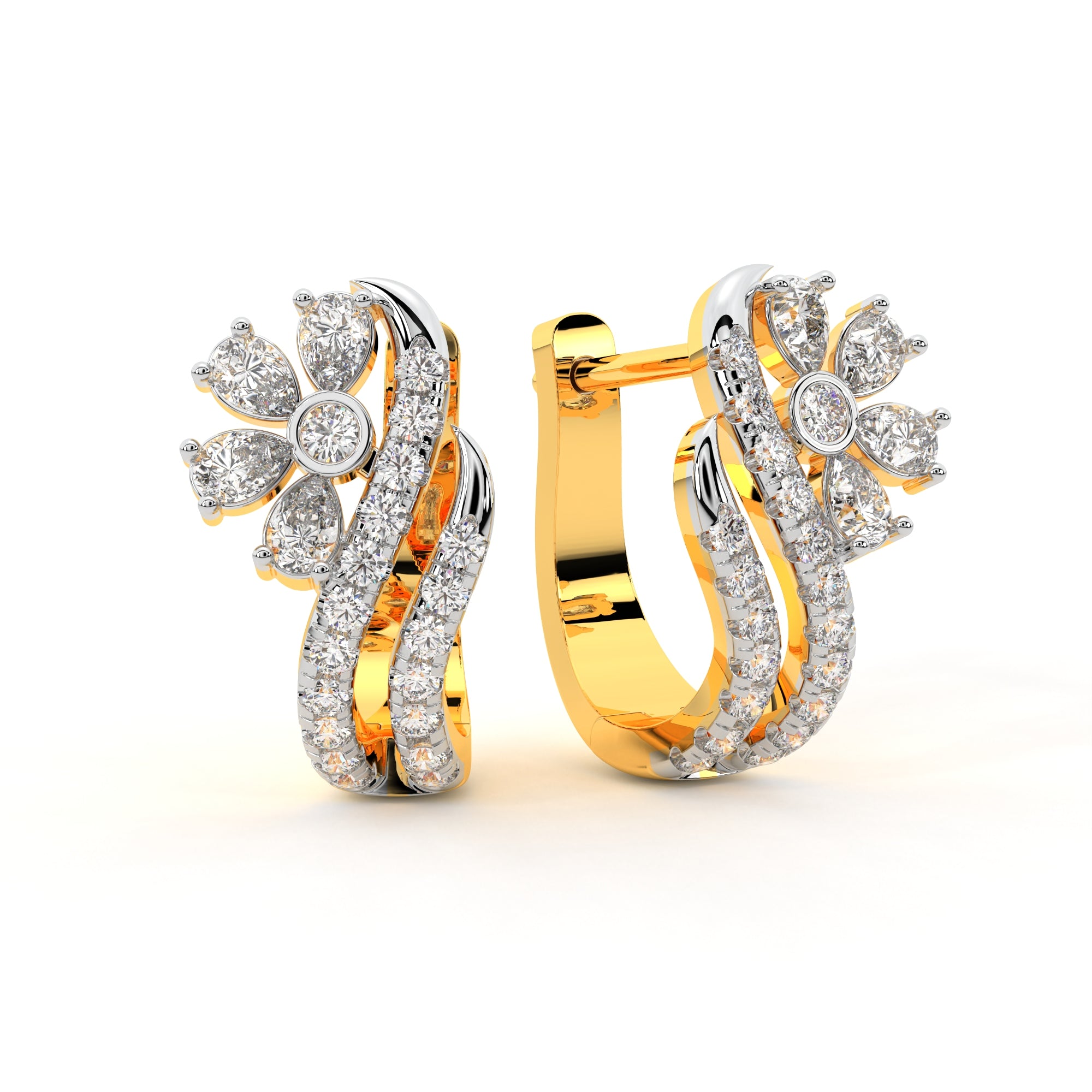 Brilliant Dancing Diamond Swirl Hoop