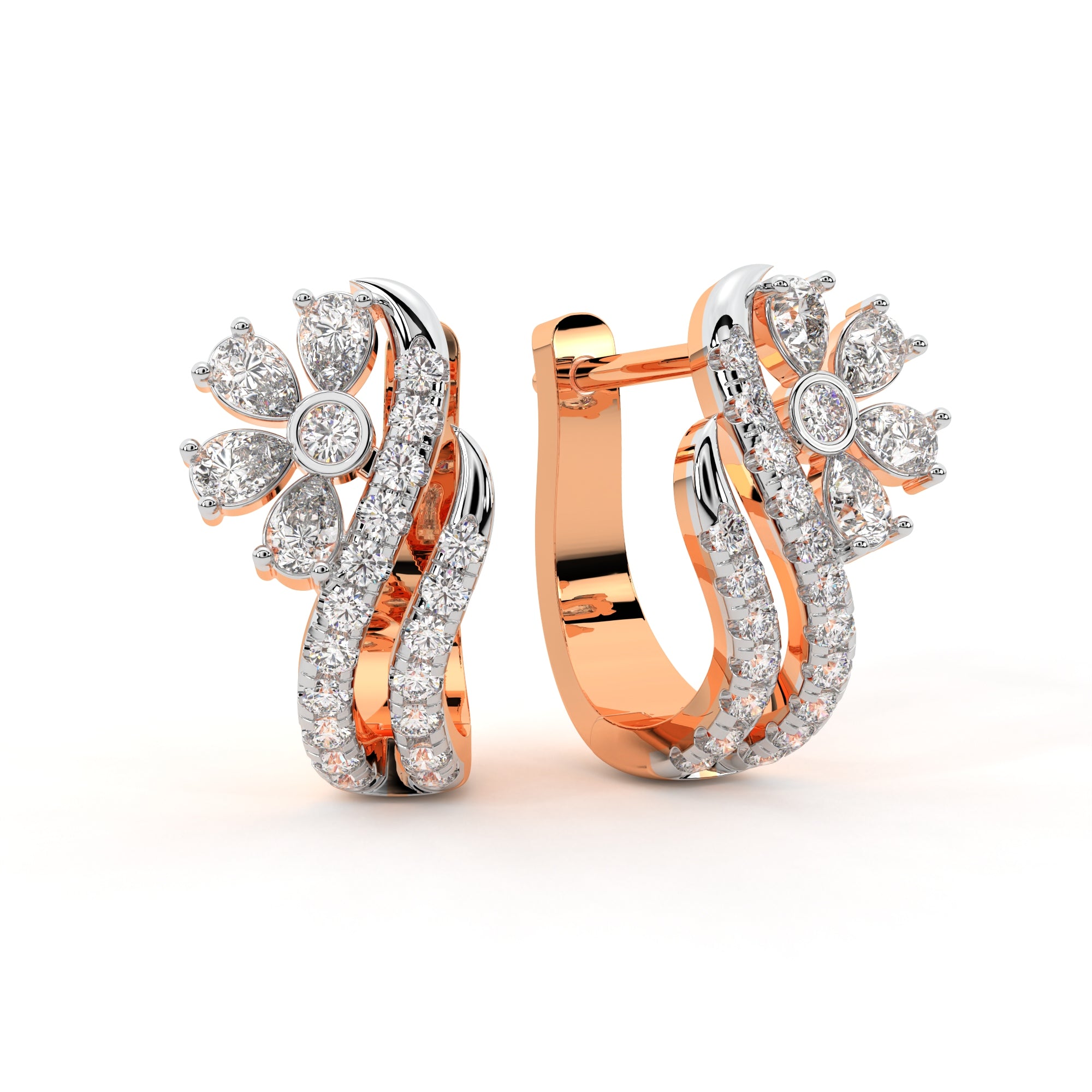 Brilliant Dancing Diamond Swirl Hoop