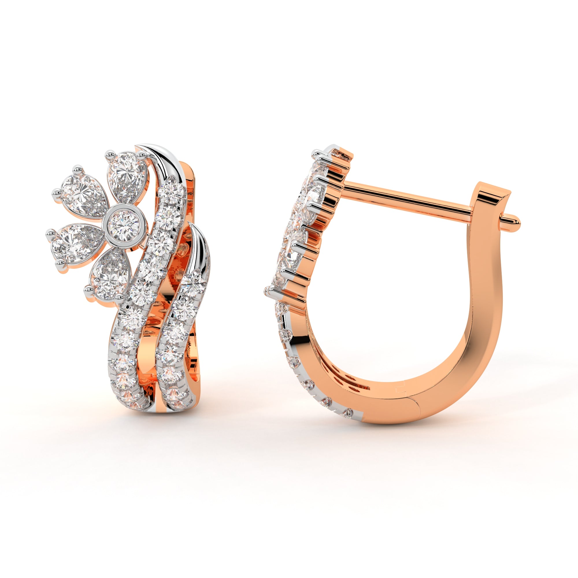 Brilliant Dancing Diamond Swirl Hoop
