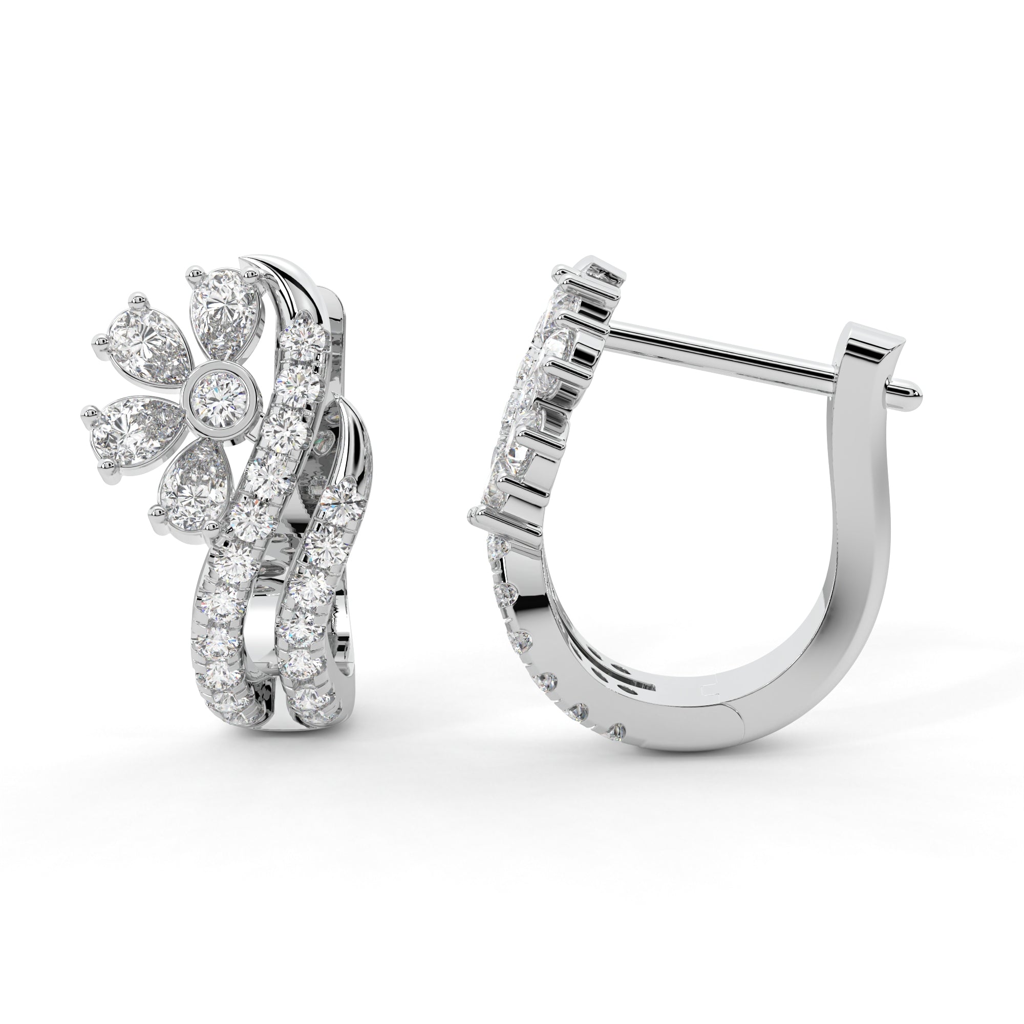 Brilliant Dancing Diamond Swirl Hoop