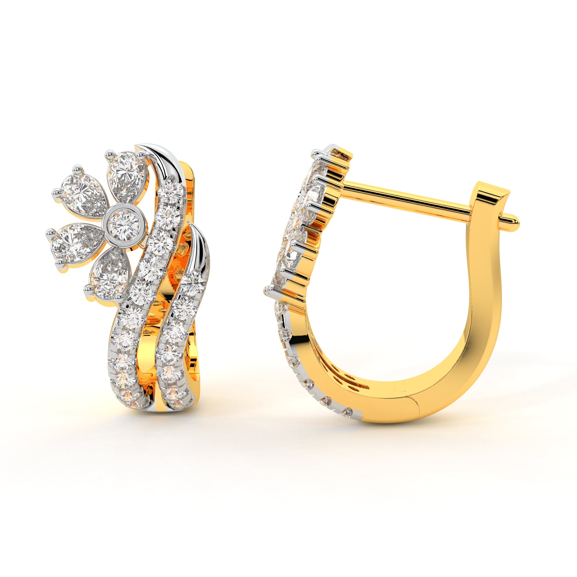 Brilliant Dancing Diamond Swirl Hoop