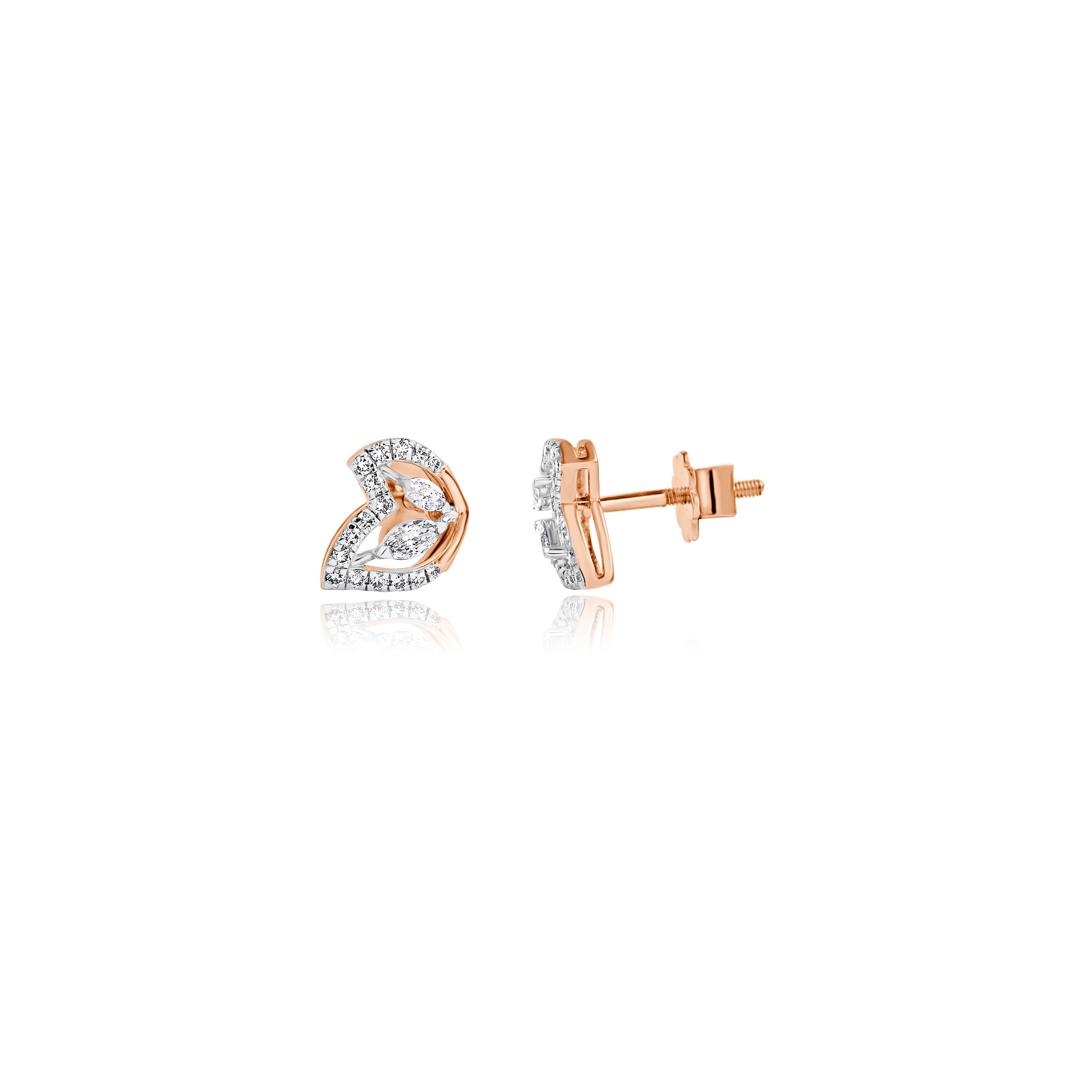Pair of rose gold and silver earrings
