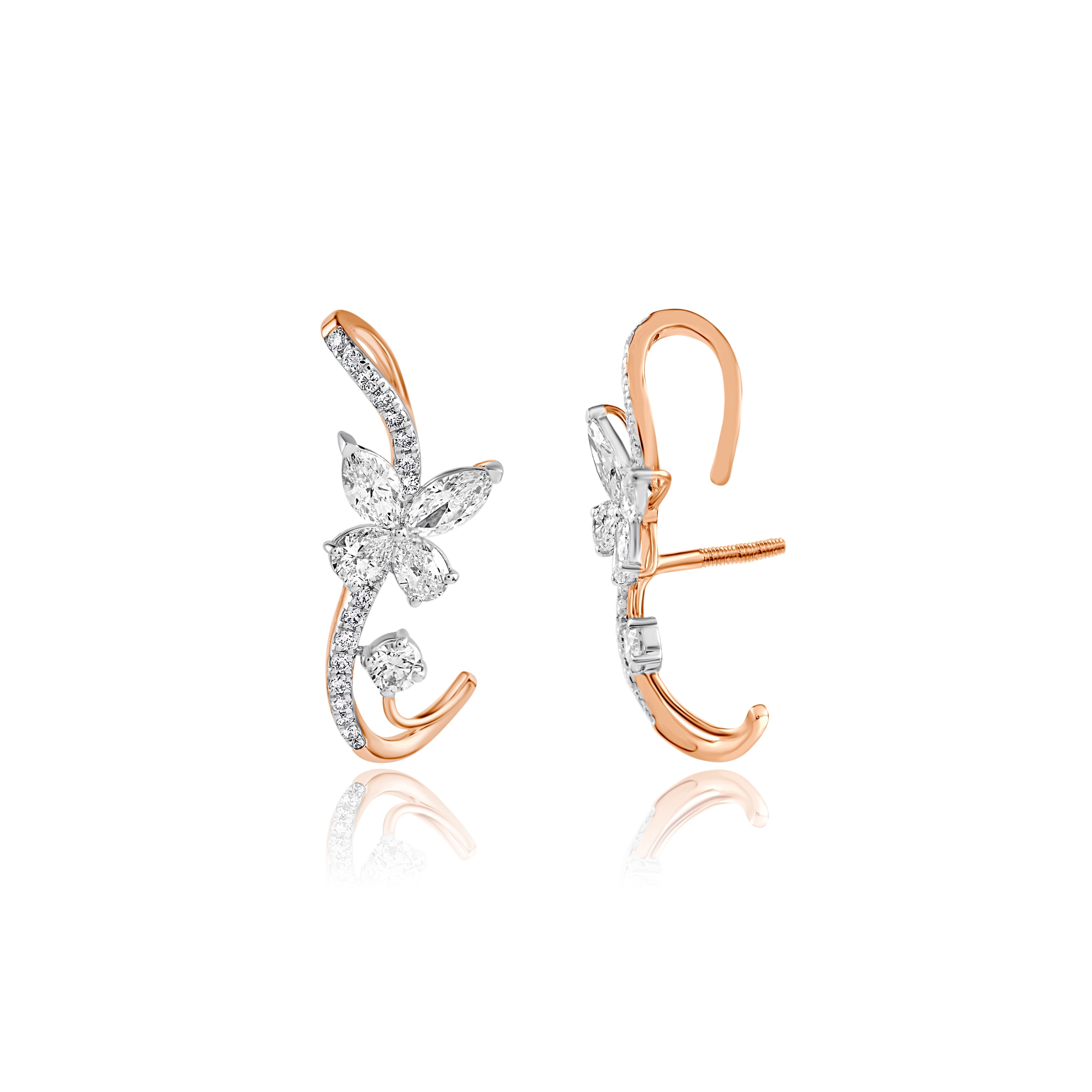 Butterfly-shaped lab grown earrings with rose gold 