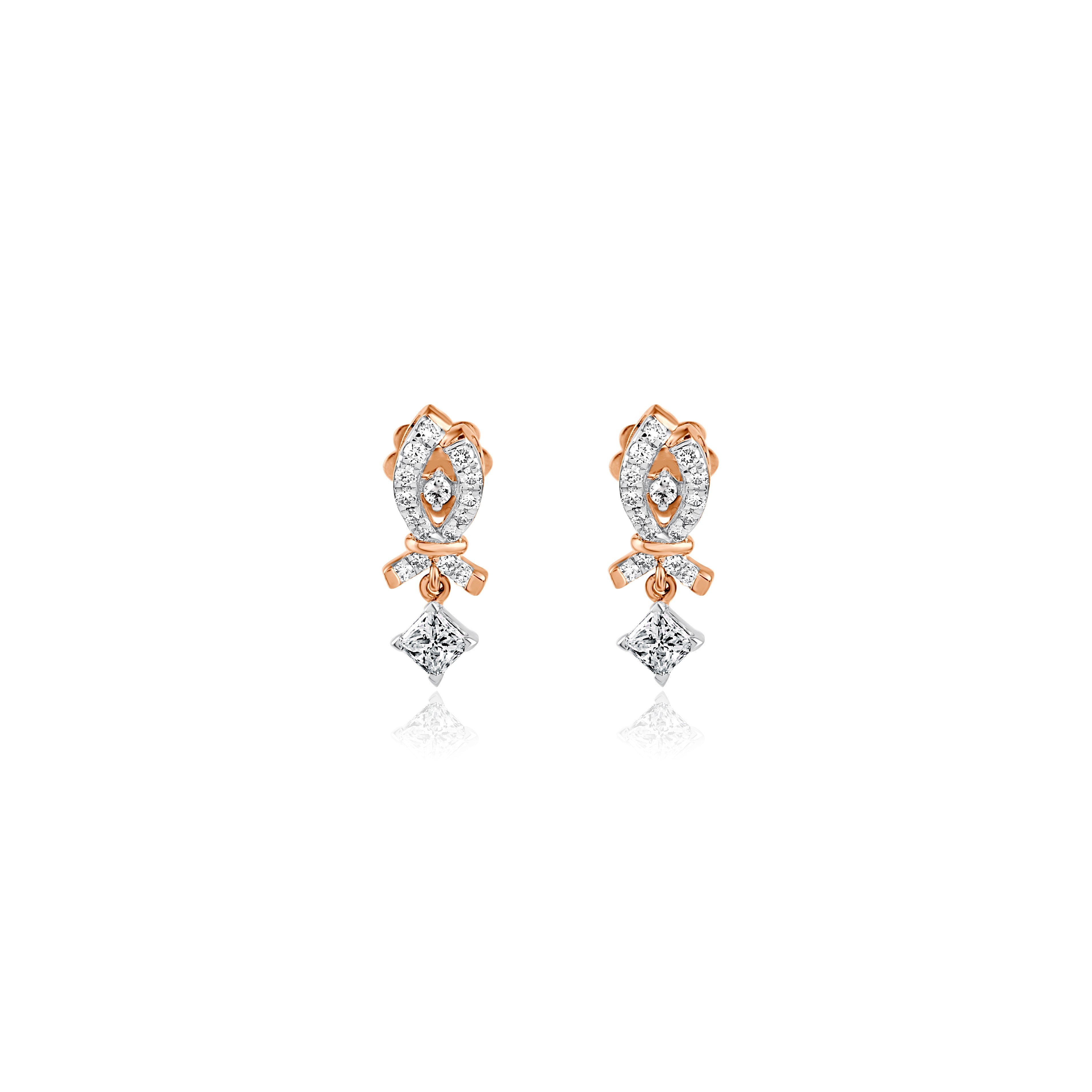 Lab Grown Pair of rose gold and silver earrings 