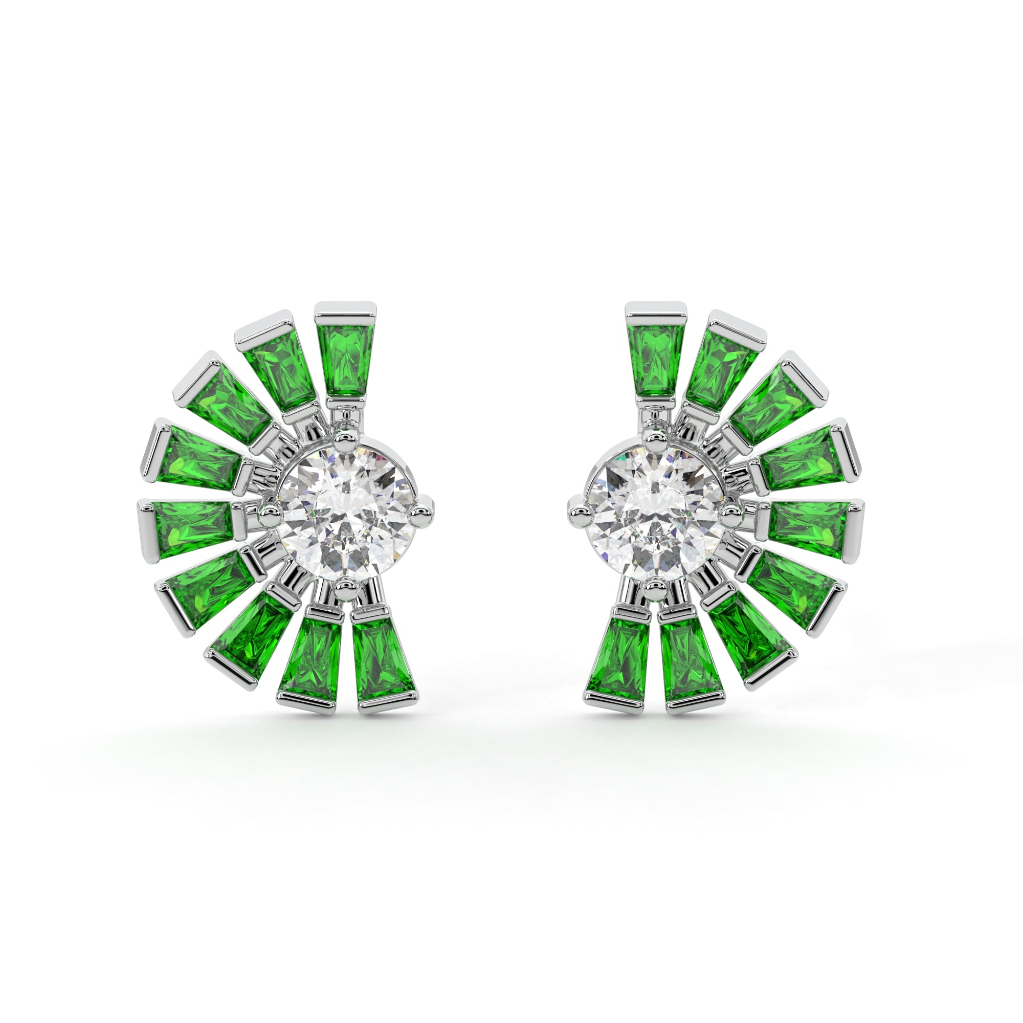 Baguette Diamond Sunburst Studs