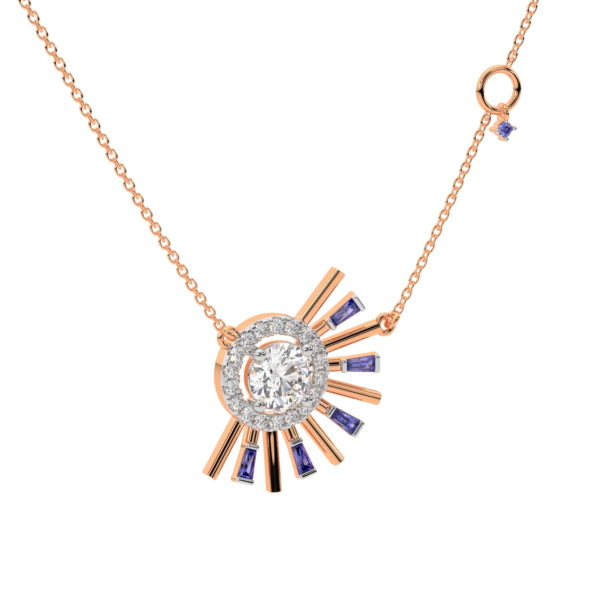 Baguette Diamond Pendant with Sunshine (Rose Gold)