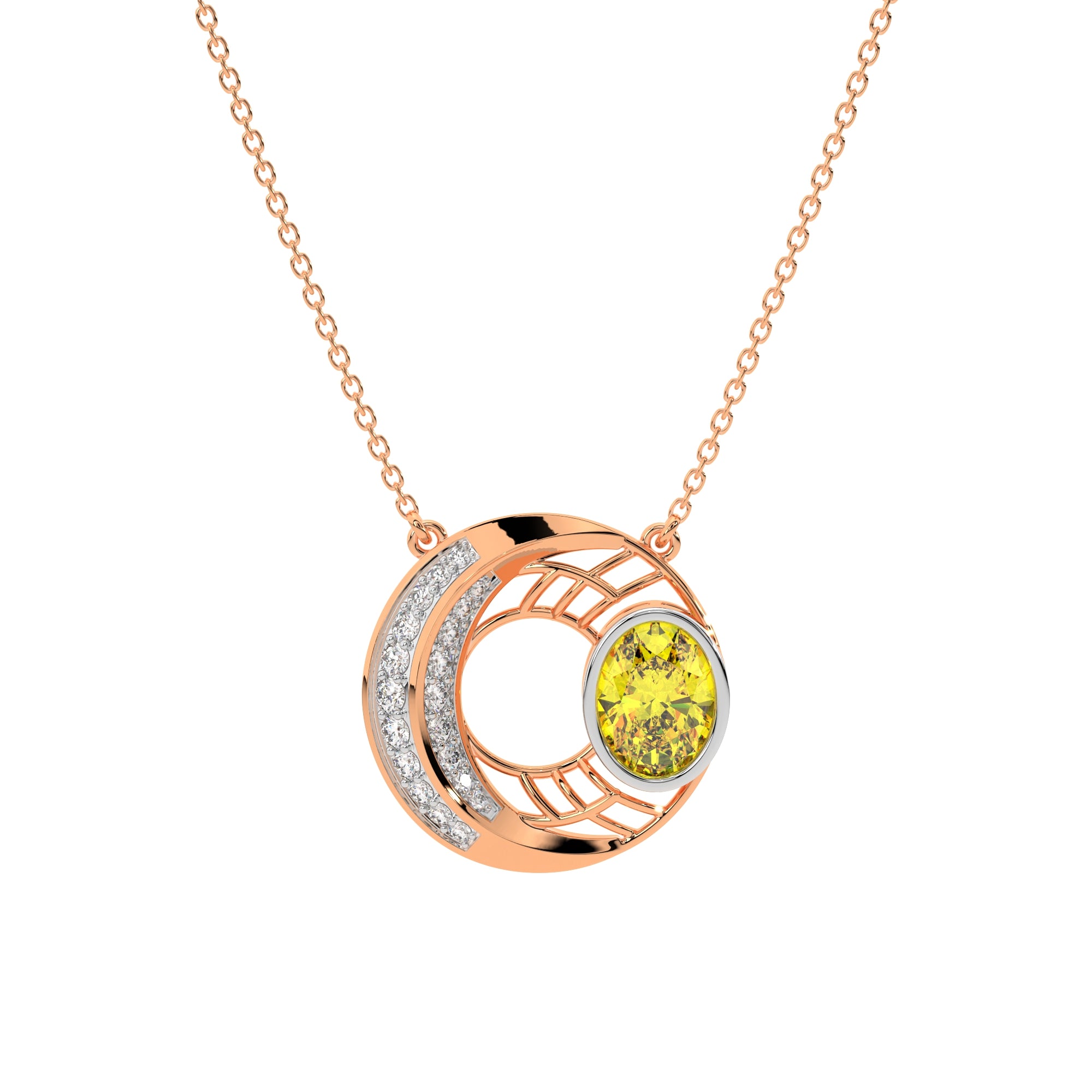 Double Moon Diamond Pendant