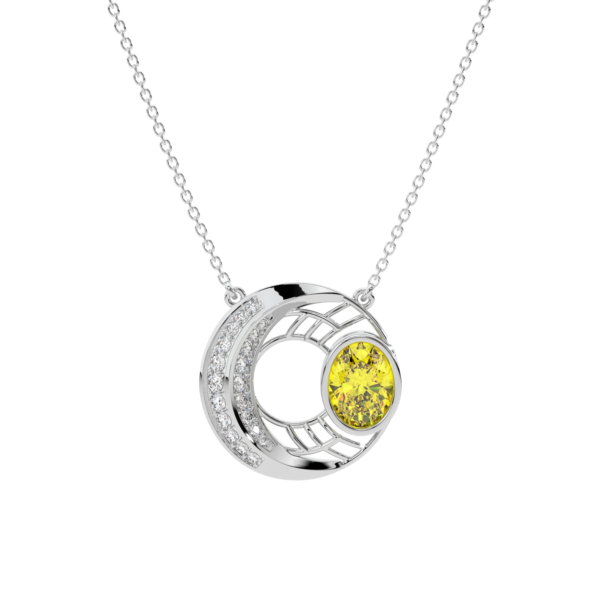 Double Moon Diamond Pendant