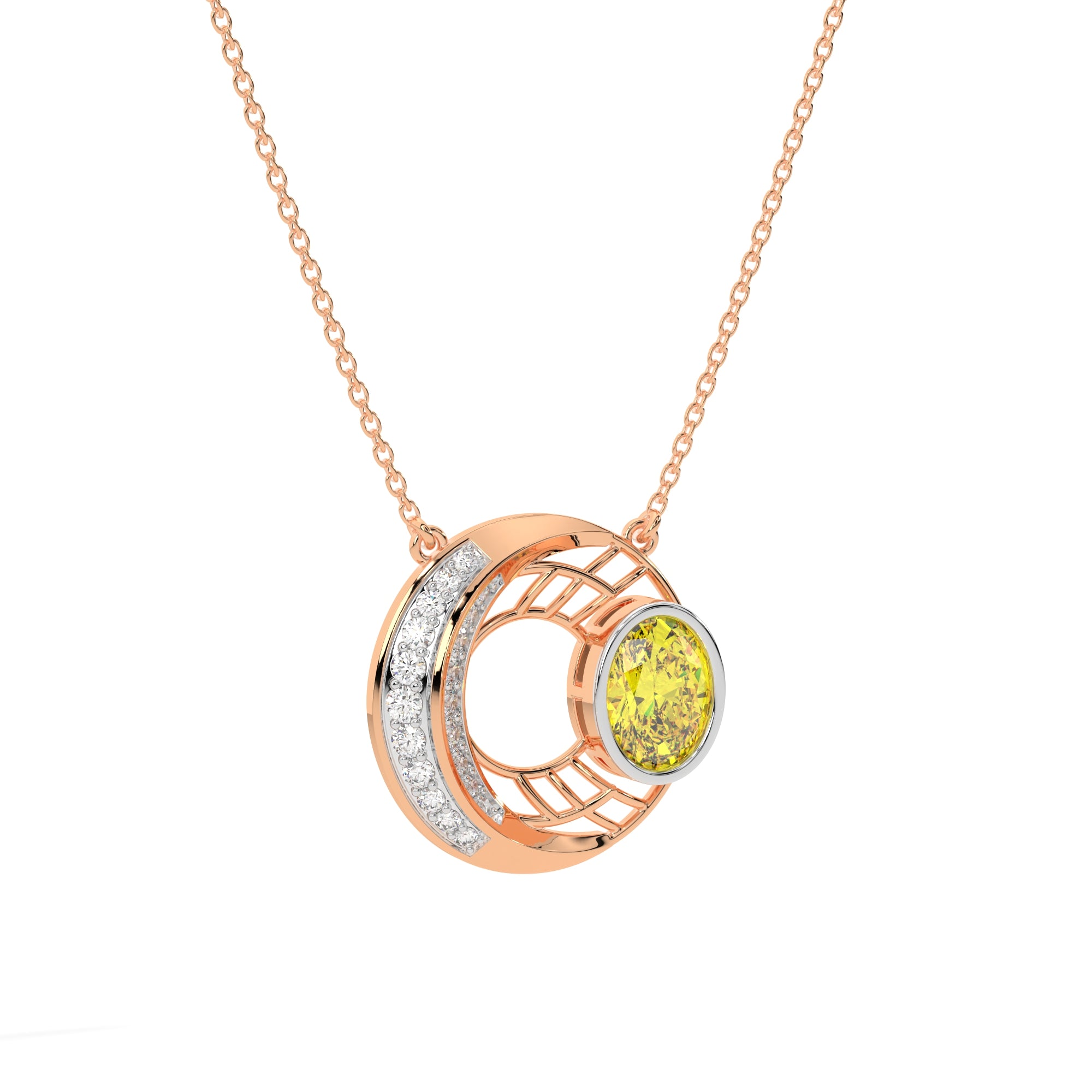 Double Moon Diamond Pendant
