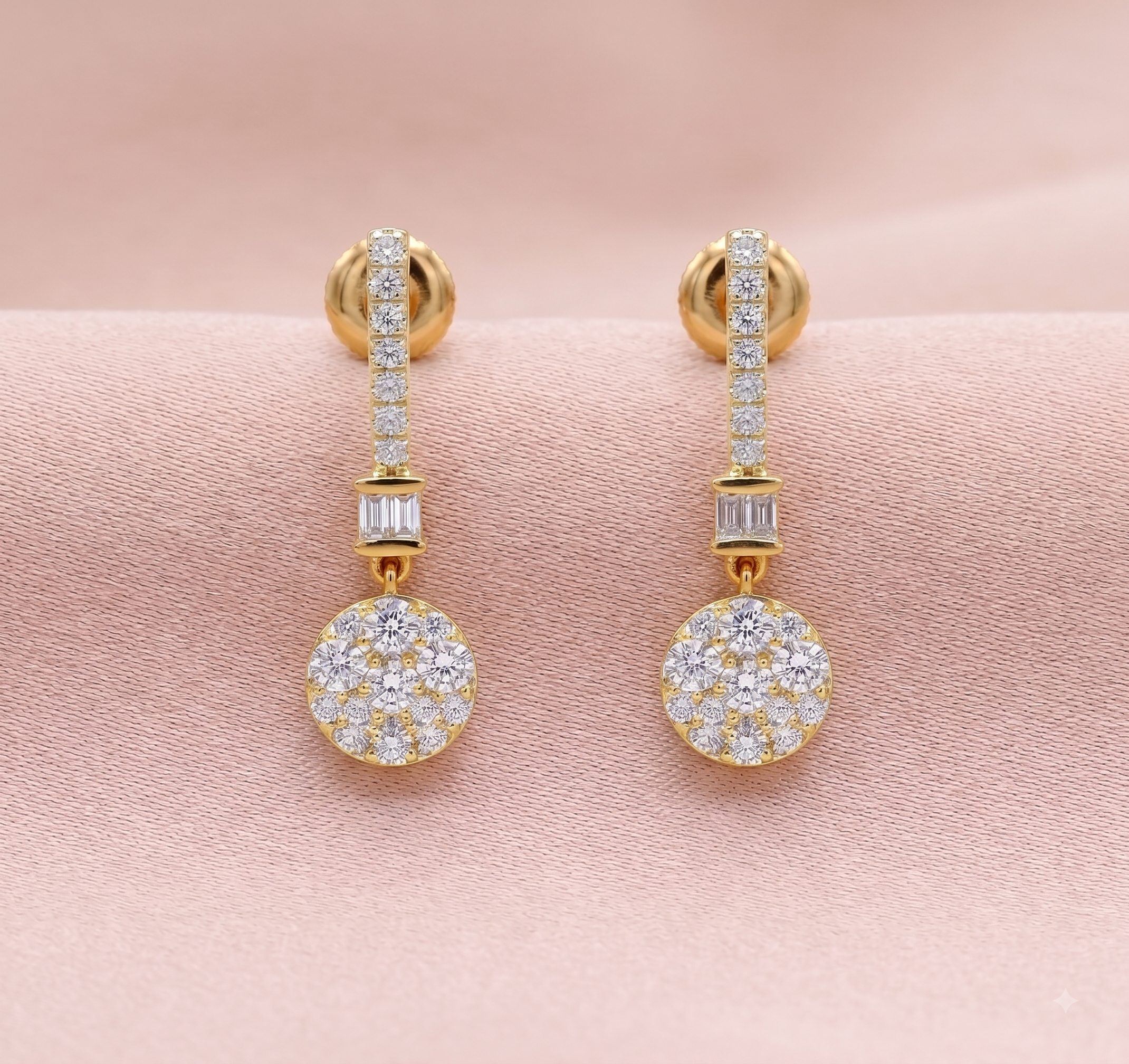 The6C Baguette &amp; Round Cut Lab Grown Diamond Drop Earrings