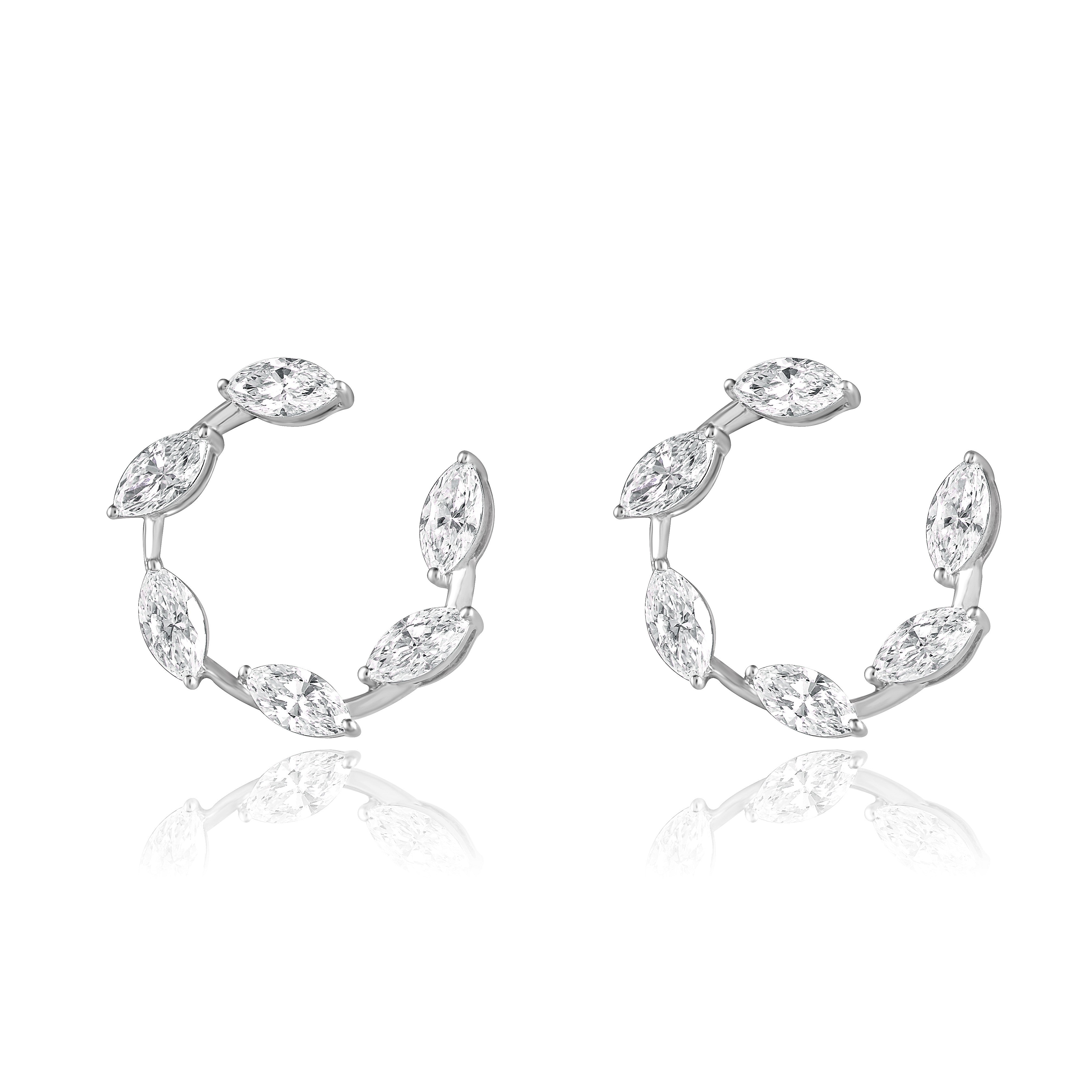 Pair of silver hoop lab grown earrings