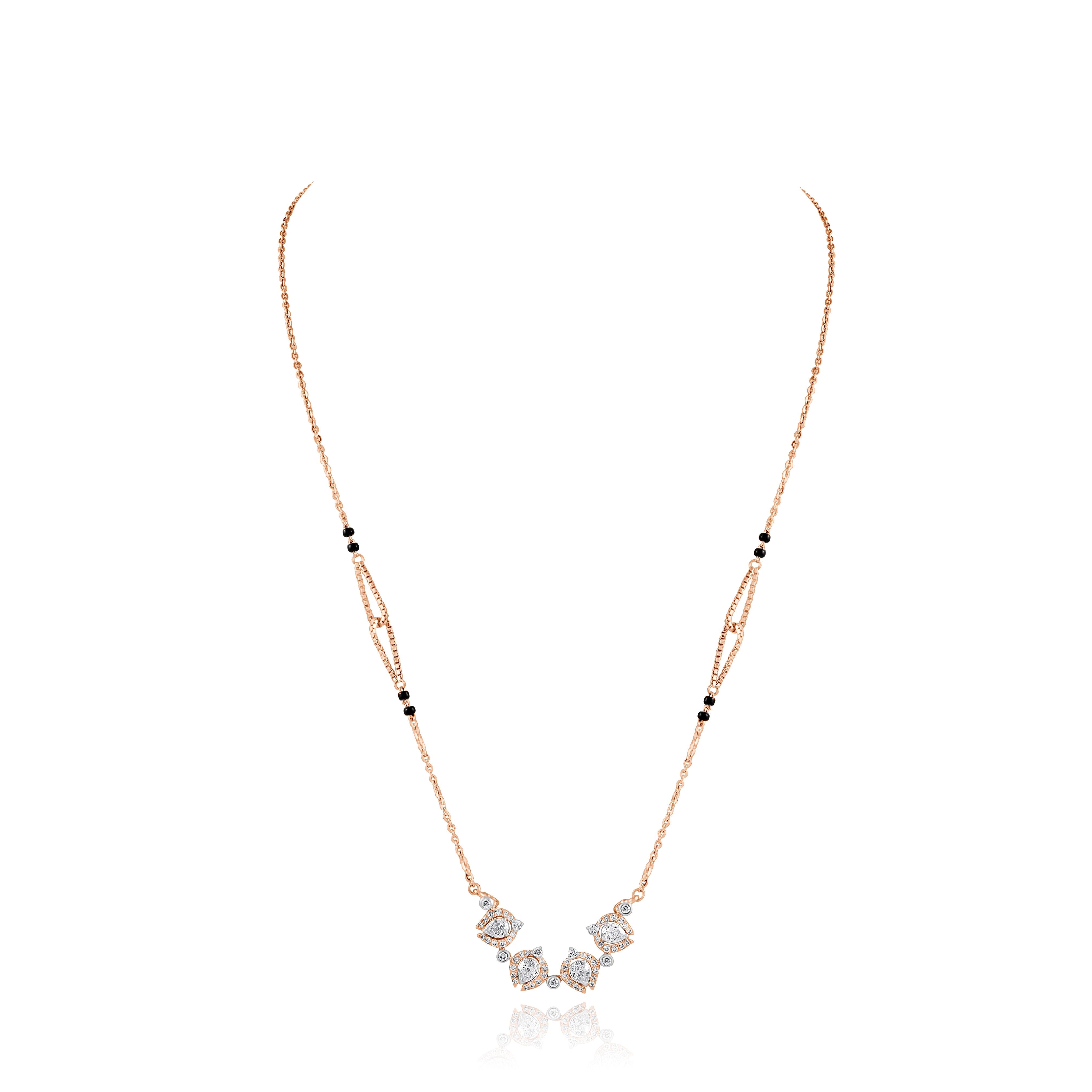 Rose gold necklace with diamond-like stones