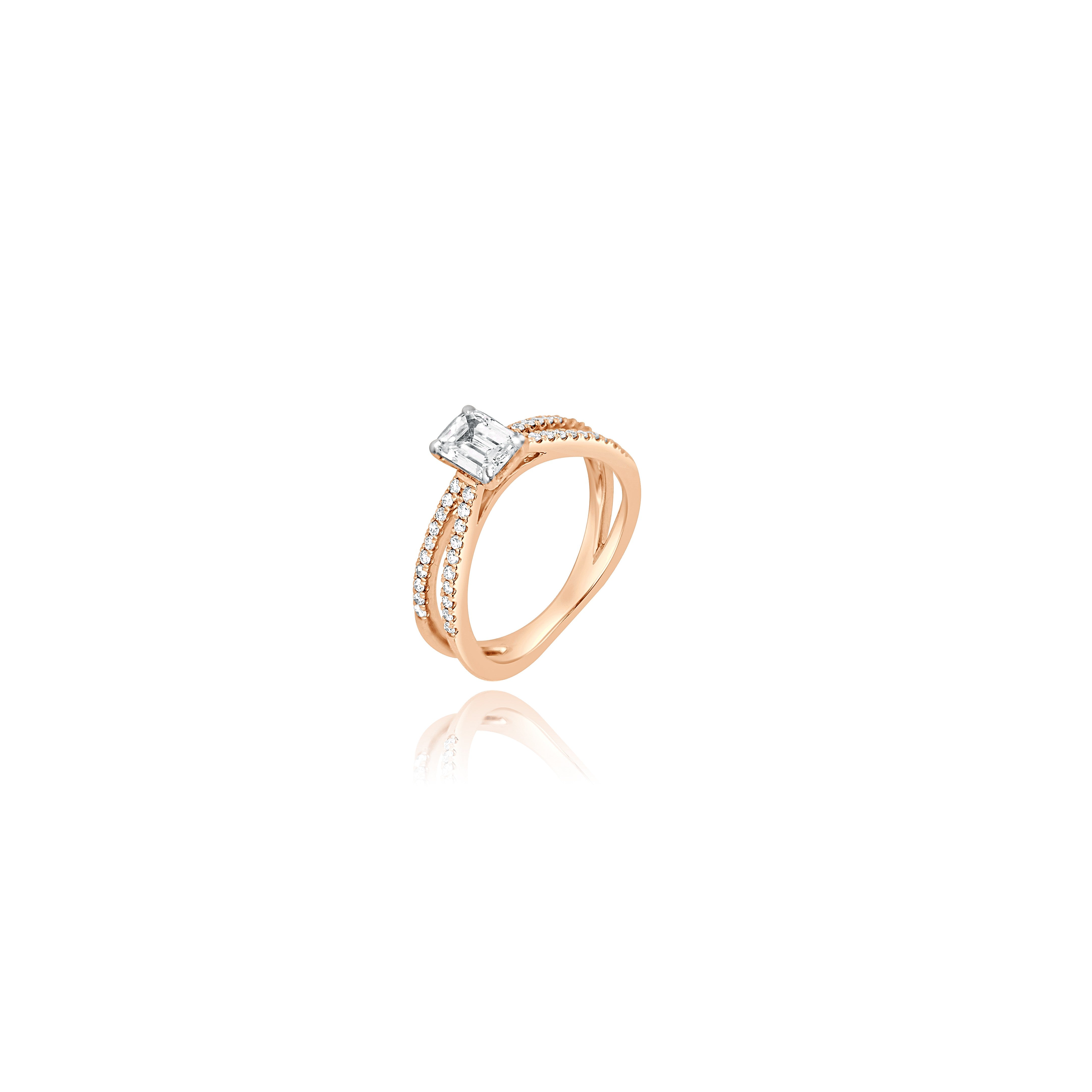 Rose lab grown gold ring with a diamond