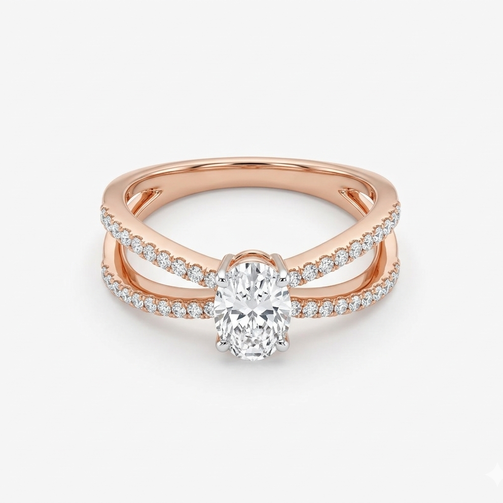 The6C Serpentine Oval Solitaire Ring (Rose Gold)