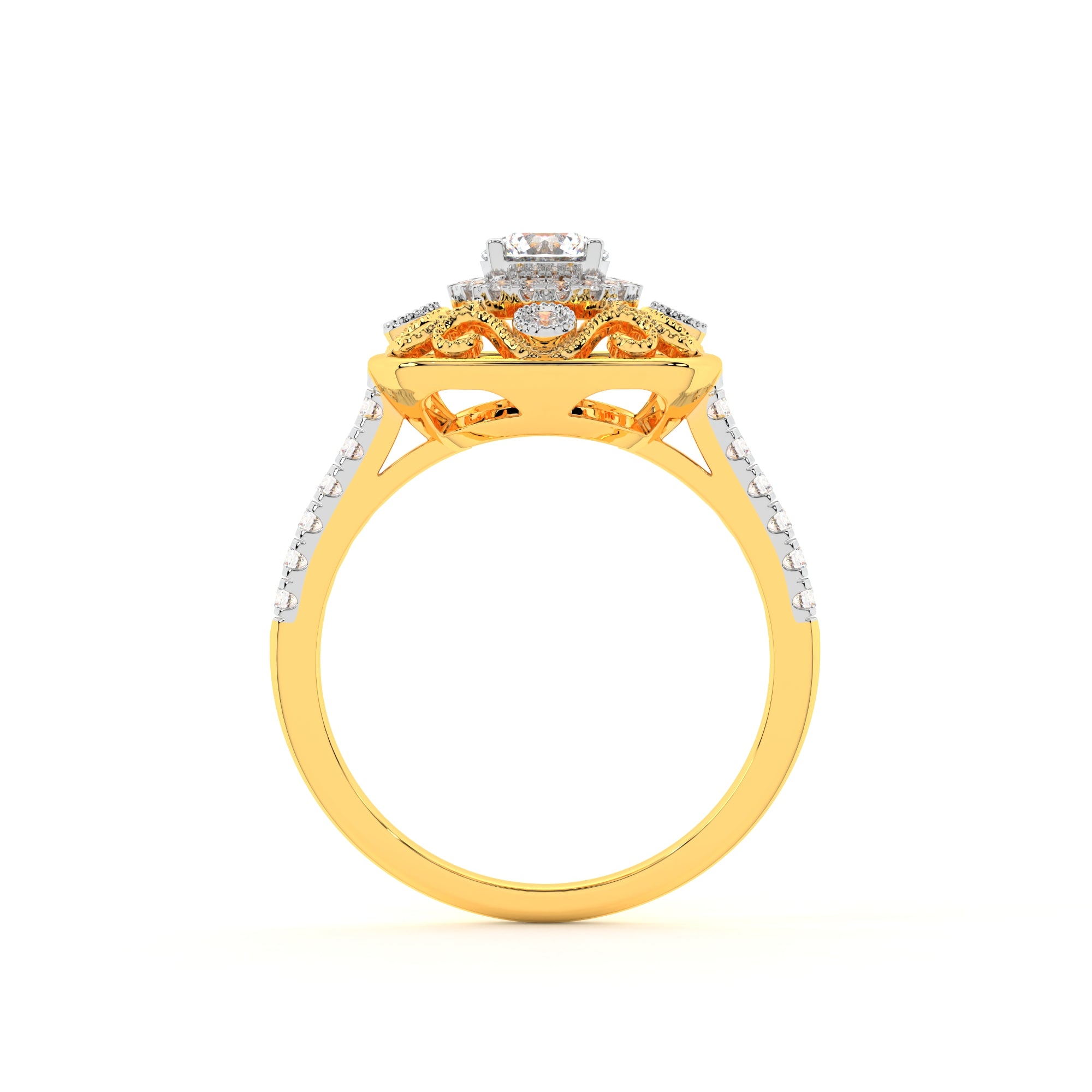 Twirl Forest Solitaire Diamond Ring