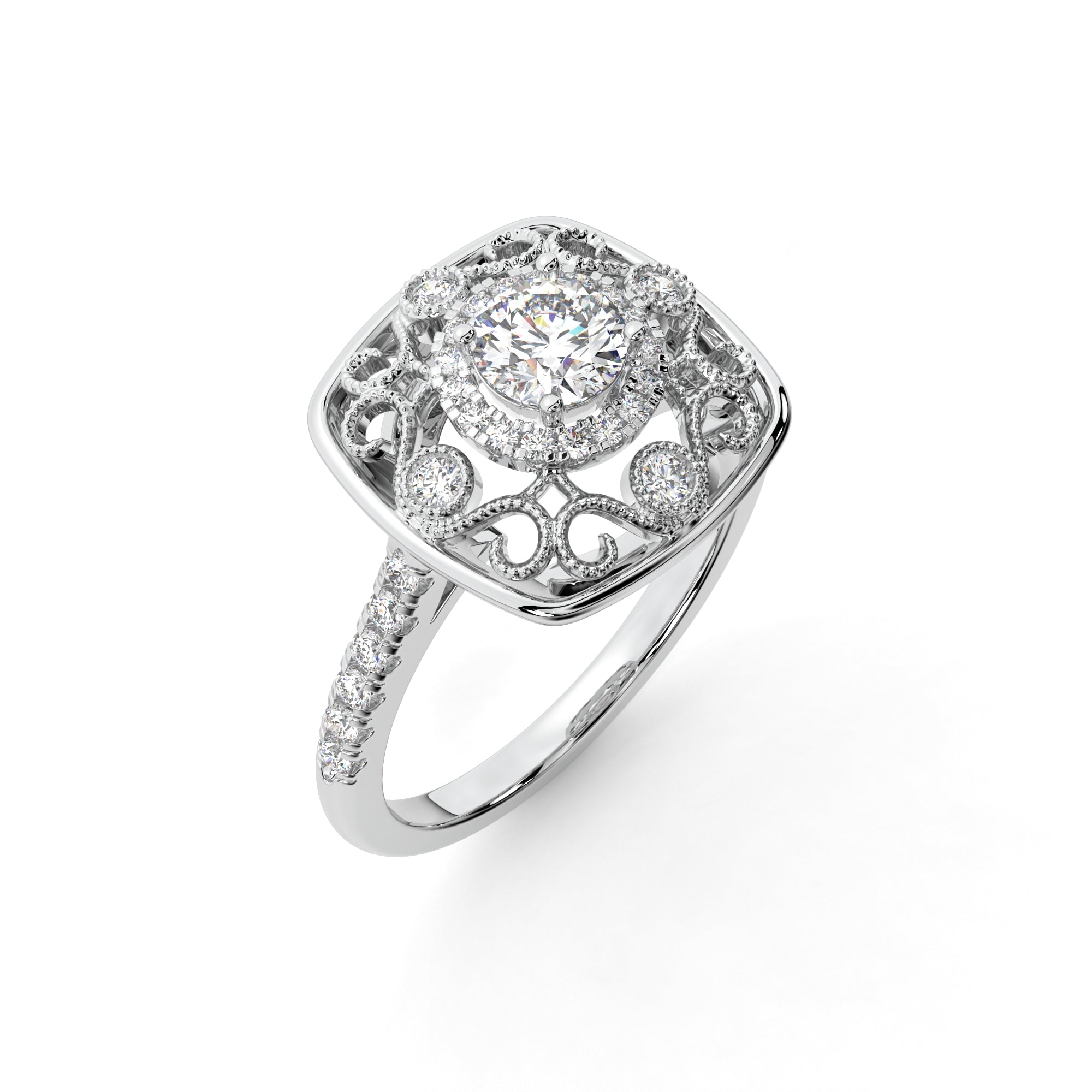 Twirl Forest Solitaire Diamond Ring