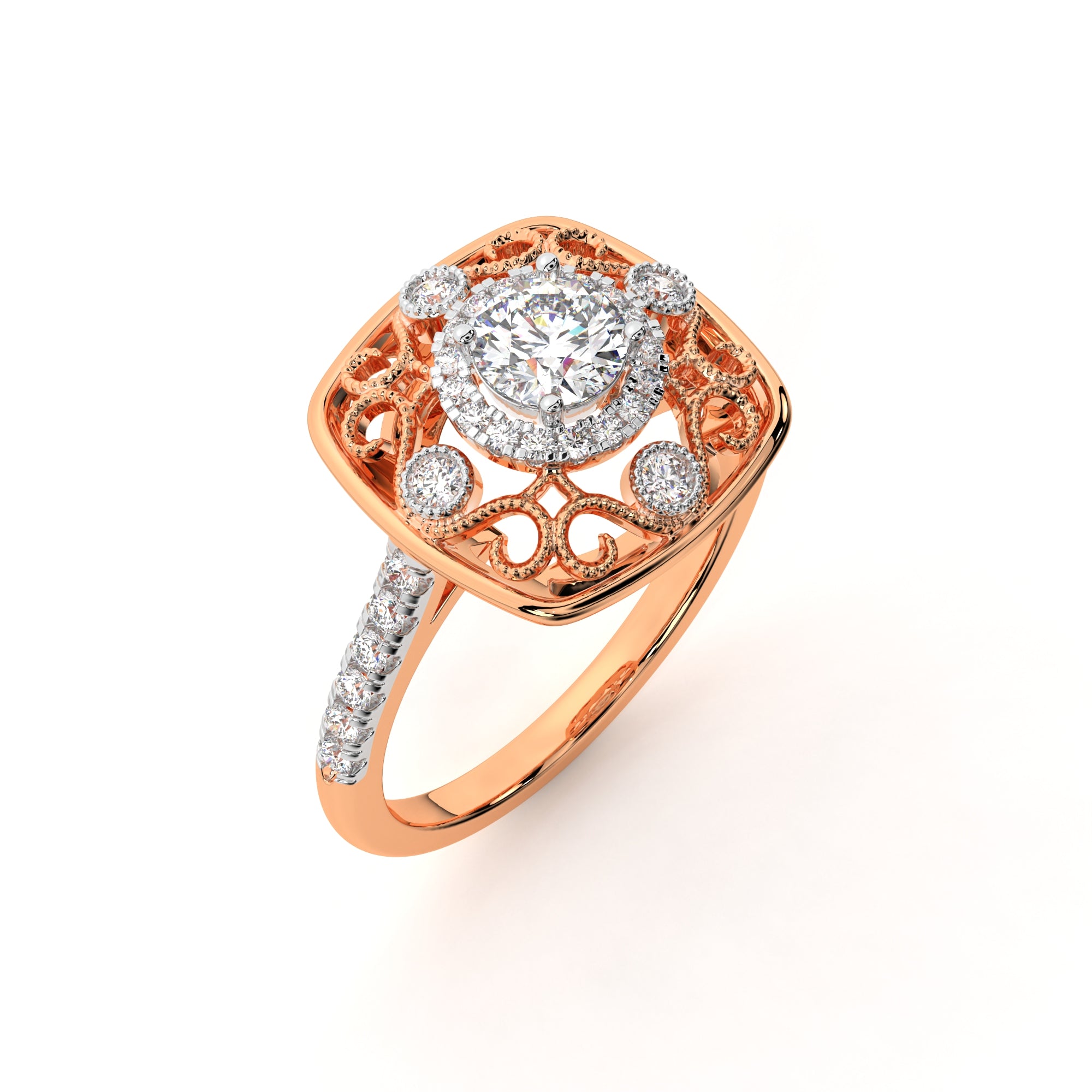 Twirl Forest Solitaire Diamond Ring