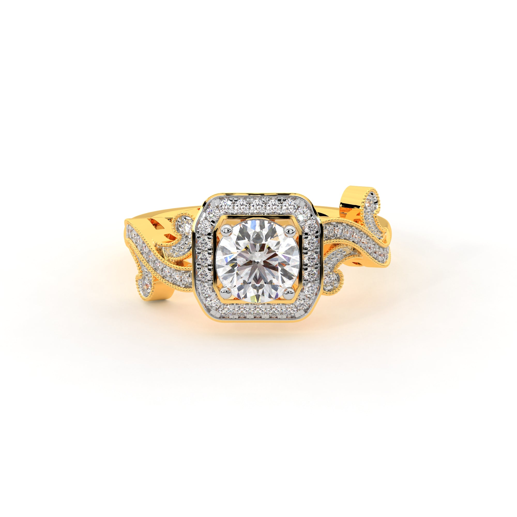 Dazzling Square lab grown diamond Halo Ring